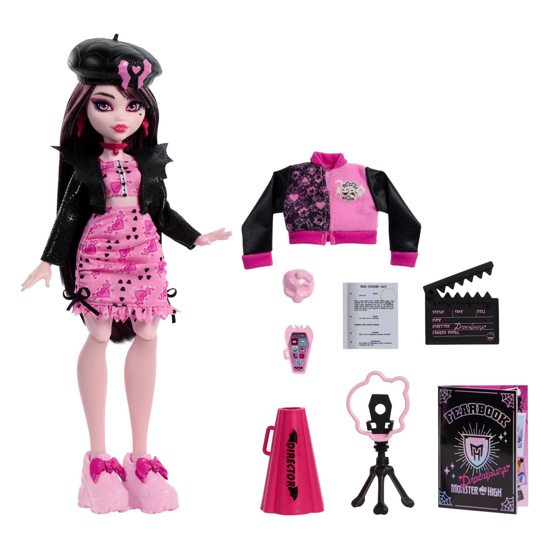 Monster High Draculaura Fearbook Doll - Movie Club Playset with Varsity Jacket & Accessories
