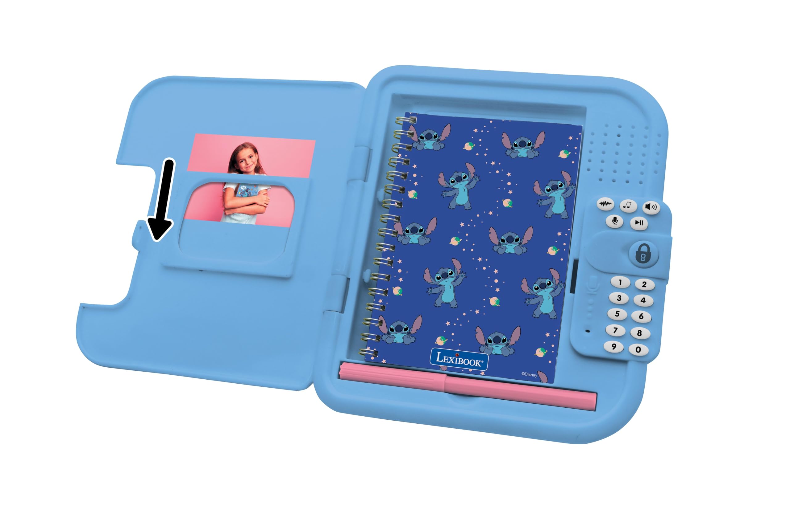Lexibook Disney Stitch Electronic Secret Diary - Password Protected with Pen, Voice Recorder & Sound Effects, Blue 5
