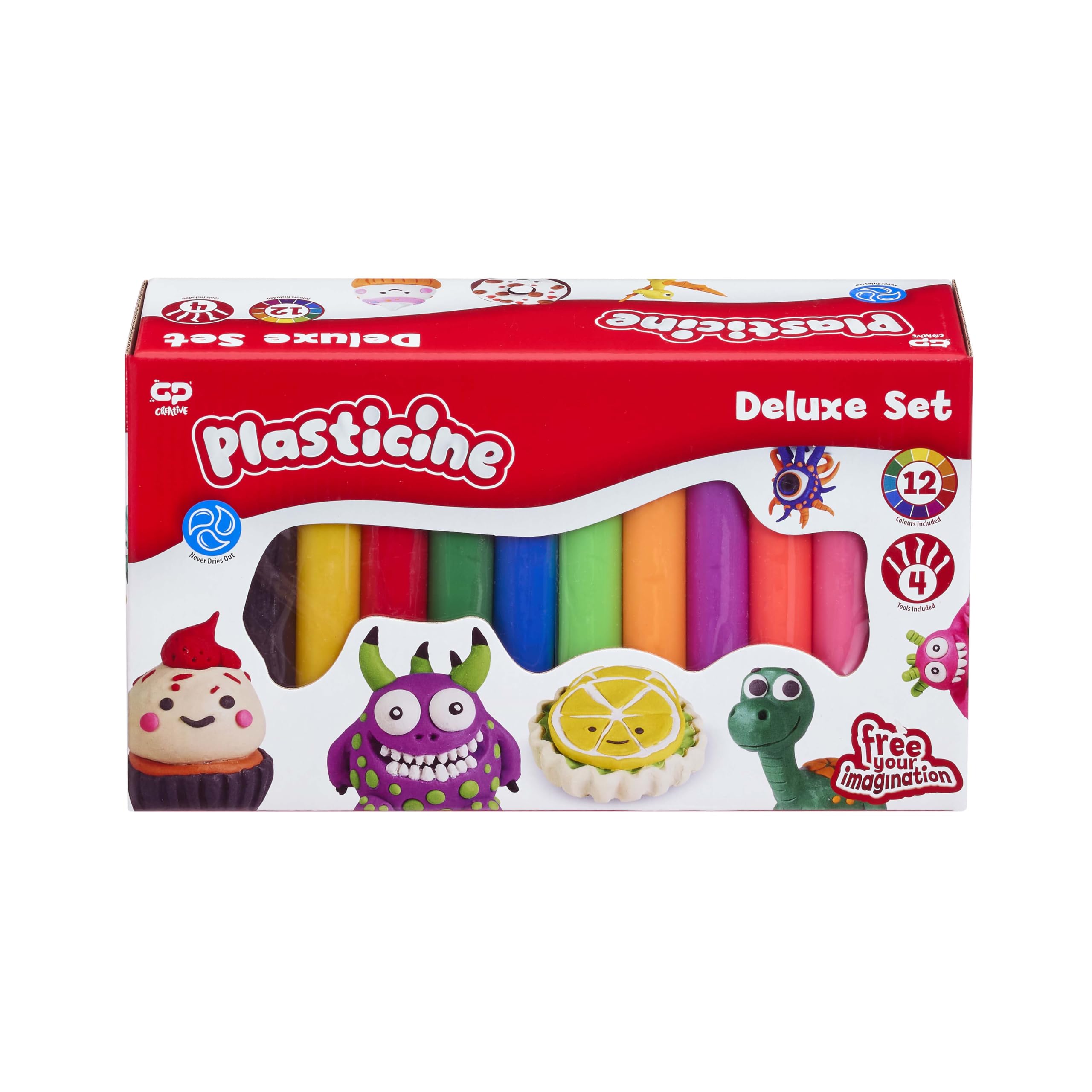 Plasticine Original Modelling Clay - Deluxe Refill Set | 12 Colours | Non-Drying