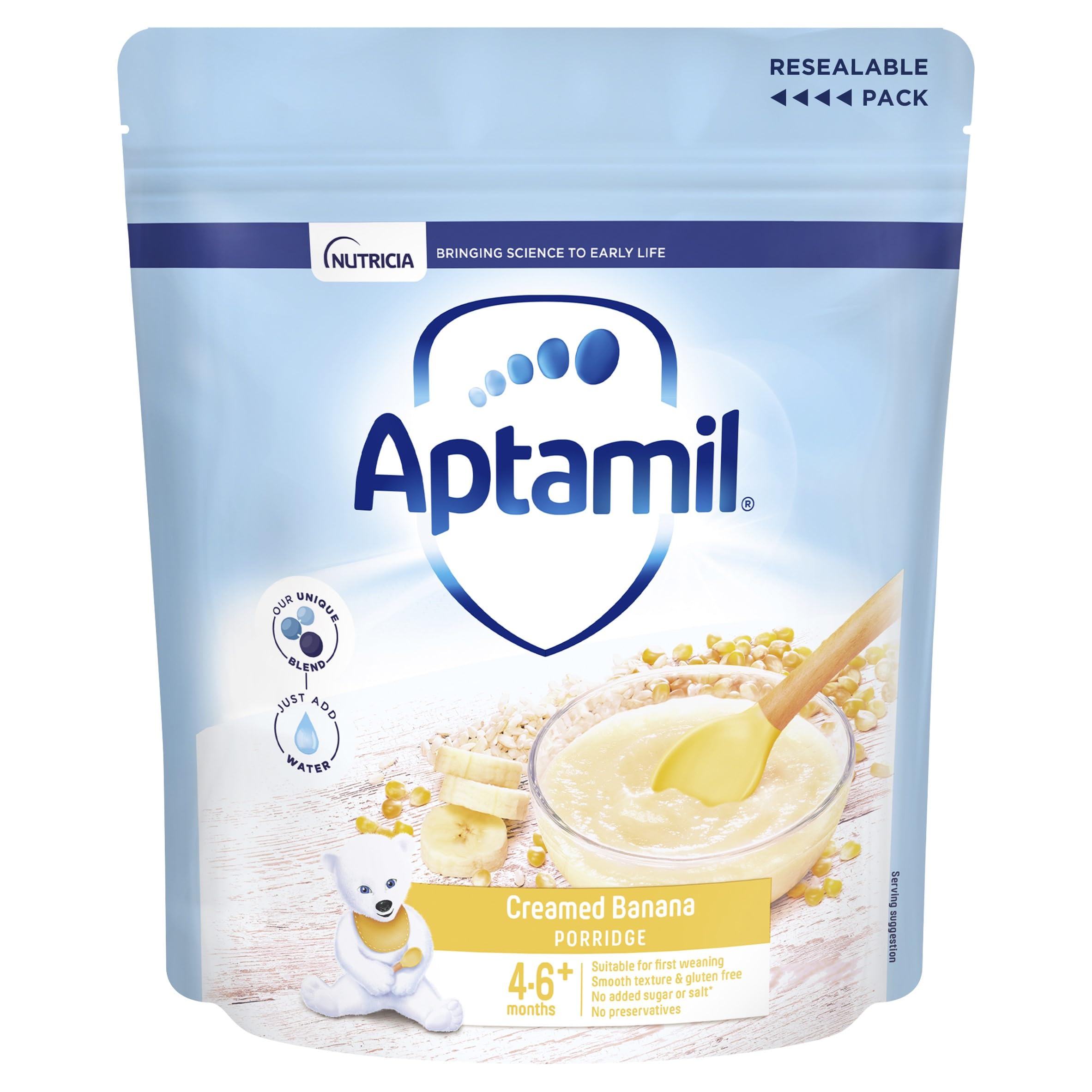 Aptamil Creamed Banana Porridge Baby Food Cereal, 4-6+ Months, 125g 7