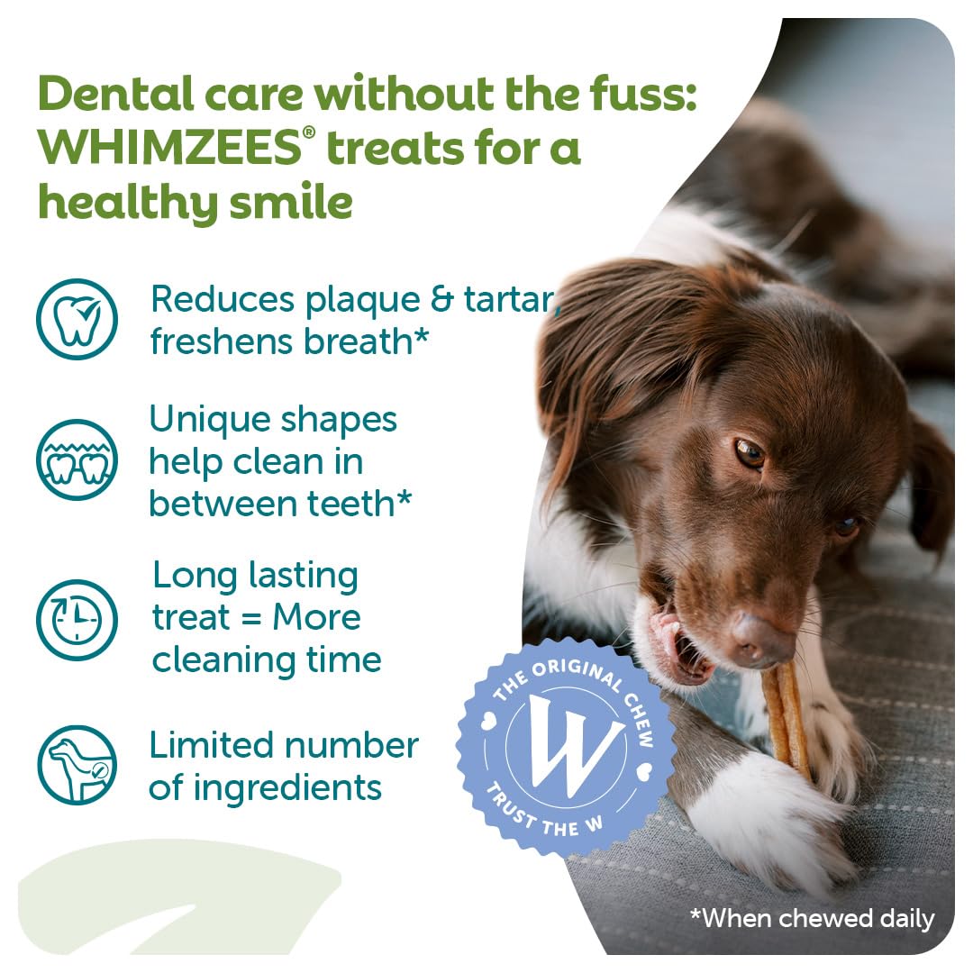 WHIMZEES By Wellness Stix Dog Dental Chews - Medium Breeds (14 Pcs) | Grain-Free, Vegetarian