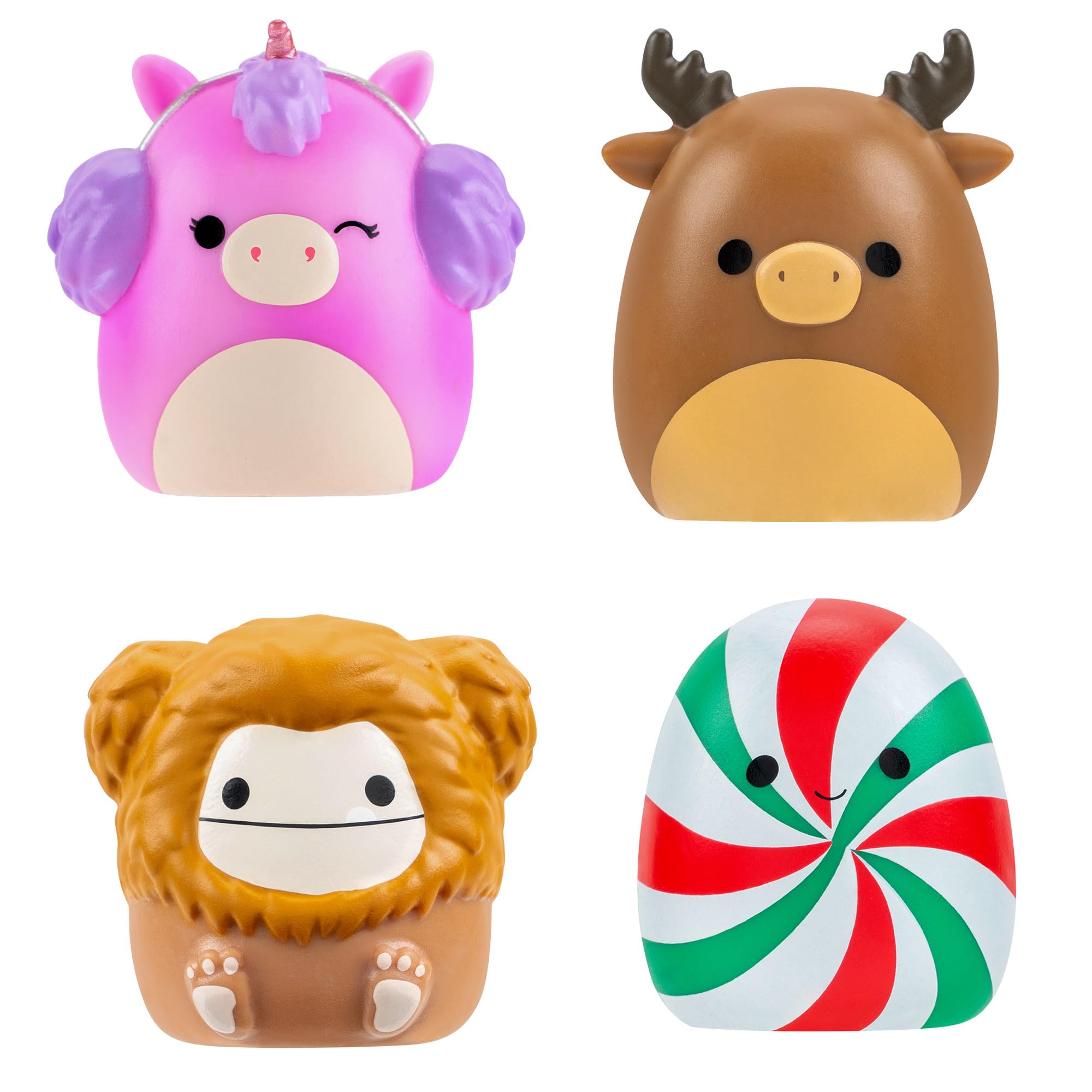 Squish-a-longs Carol the Christmas Tree Clip-a-longs Holiday Pack with 4 Mini-Squish Figures 4