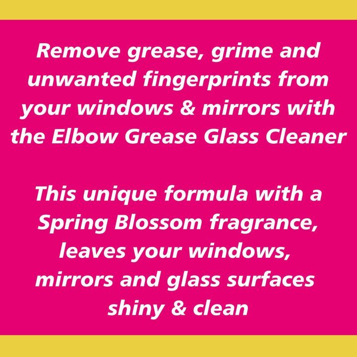 Elbow Grease Pink Glass Cleaner - 500ml Streak-Free Spray for Windows, Mirrors & Glass