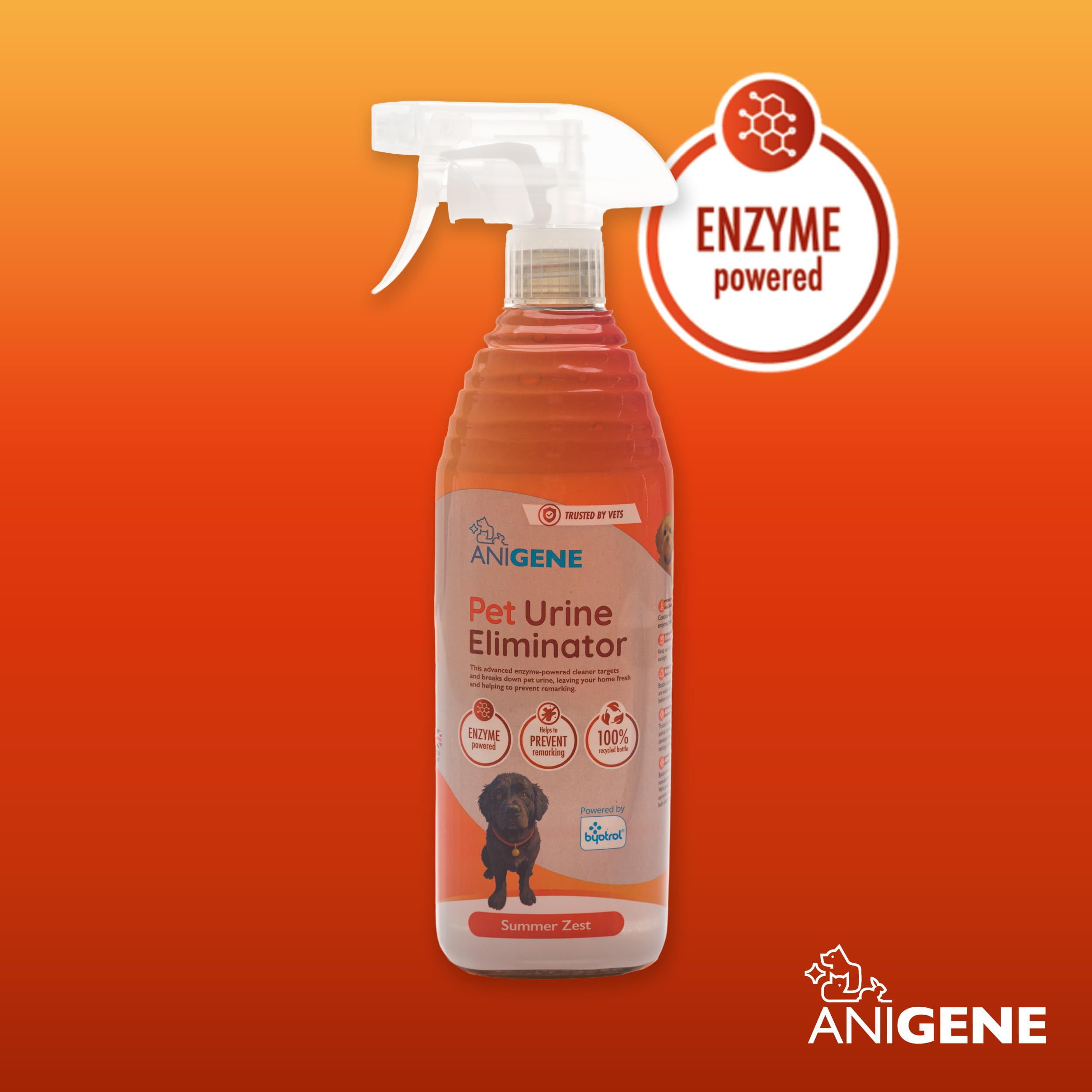 Byotrol ANIGENE Pet Urine Eliminator Spray - Enzyme Powered Stain Removal | 750ml Summer Zest
