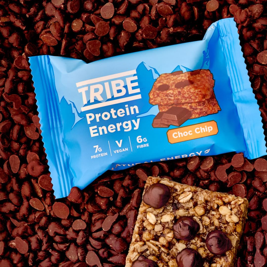 TRIBE Protein Energy Flapjack - Choc Chip - Plant Based, Vegan, High Protein, High Fibre