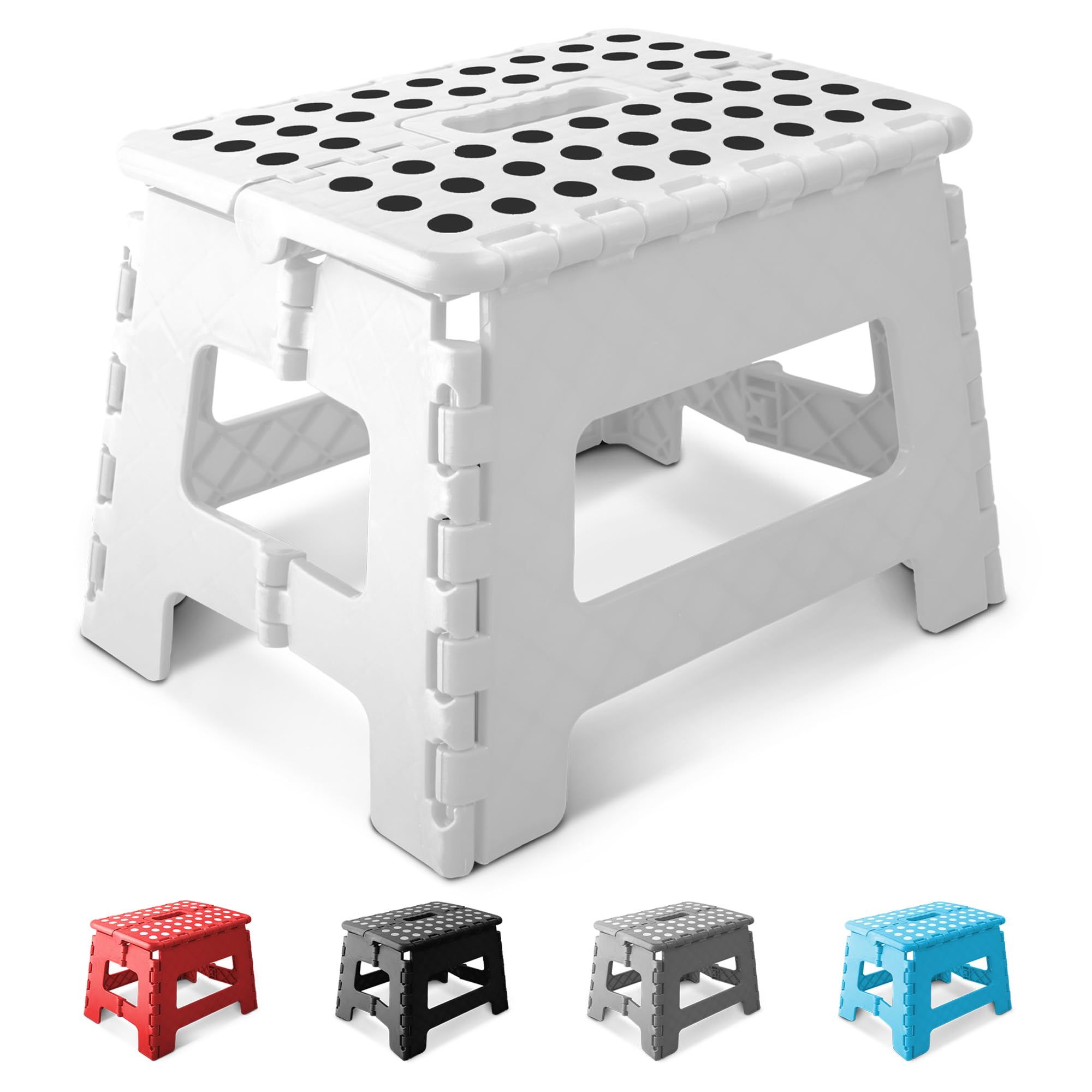 KEPLIN 9 Inch Heavy Duty Folding Step Stool - 150kg Capacity | White Plastic 1
