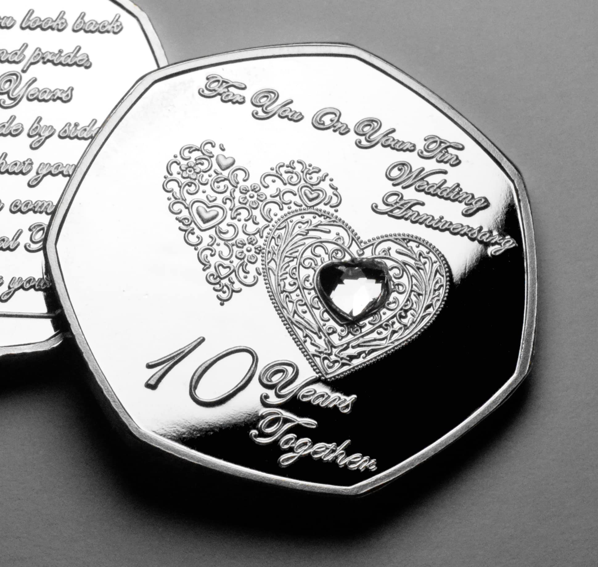The Commemorative Coin Company 10th Tin Wedding Anniversary Silver Commemorative Coin | 999 Silver Plated | Proof Quality 1