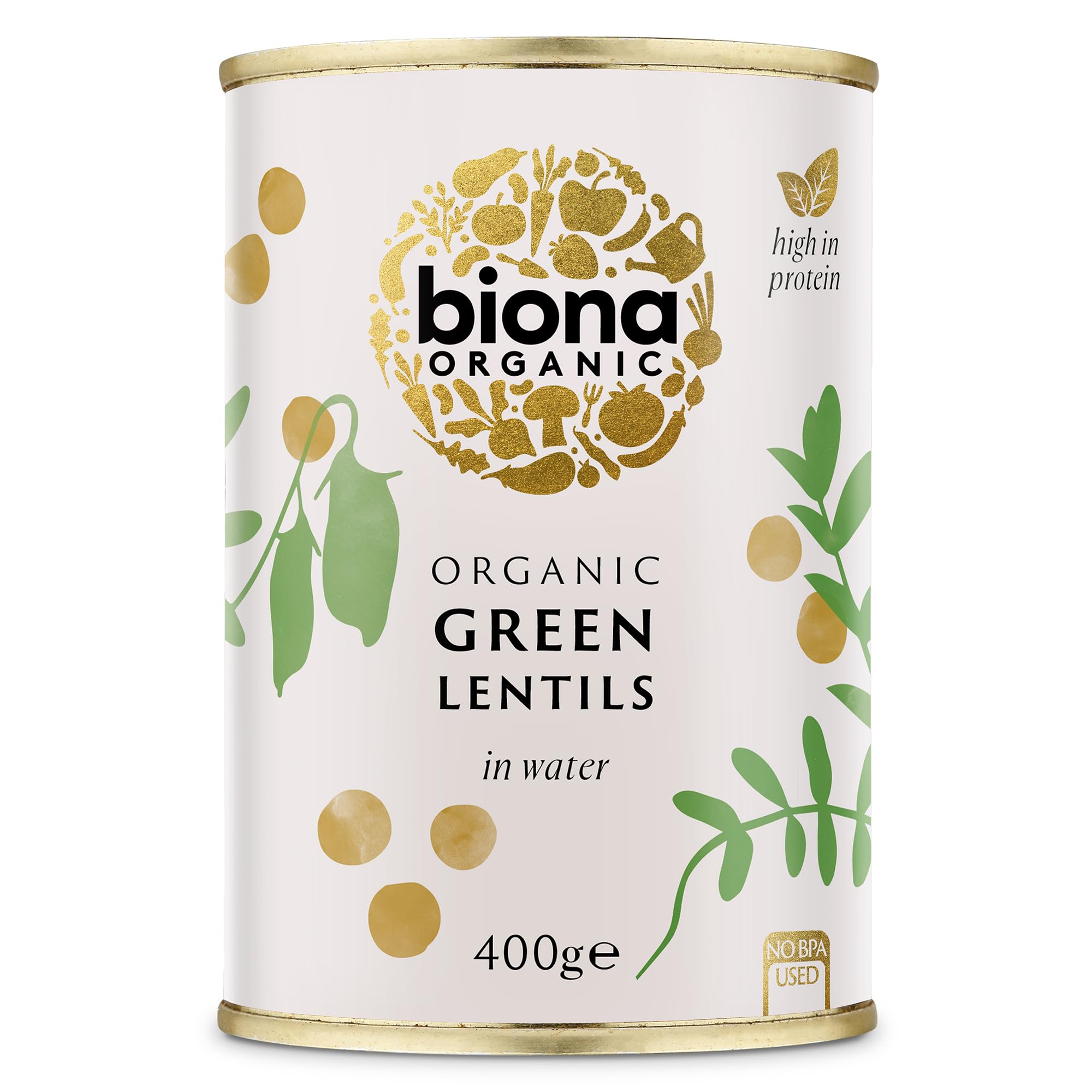 Biona Organic Green Lentils in Water - 400g Pack | Vegetarian & Pesticide-Free