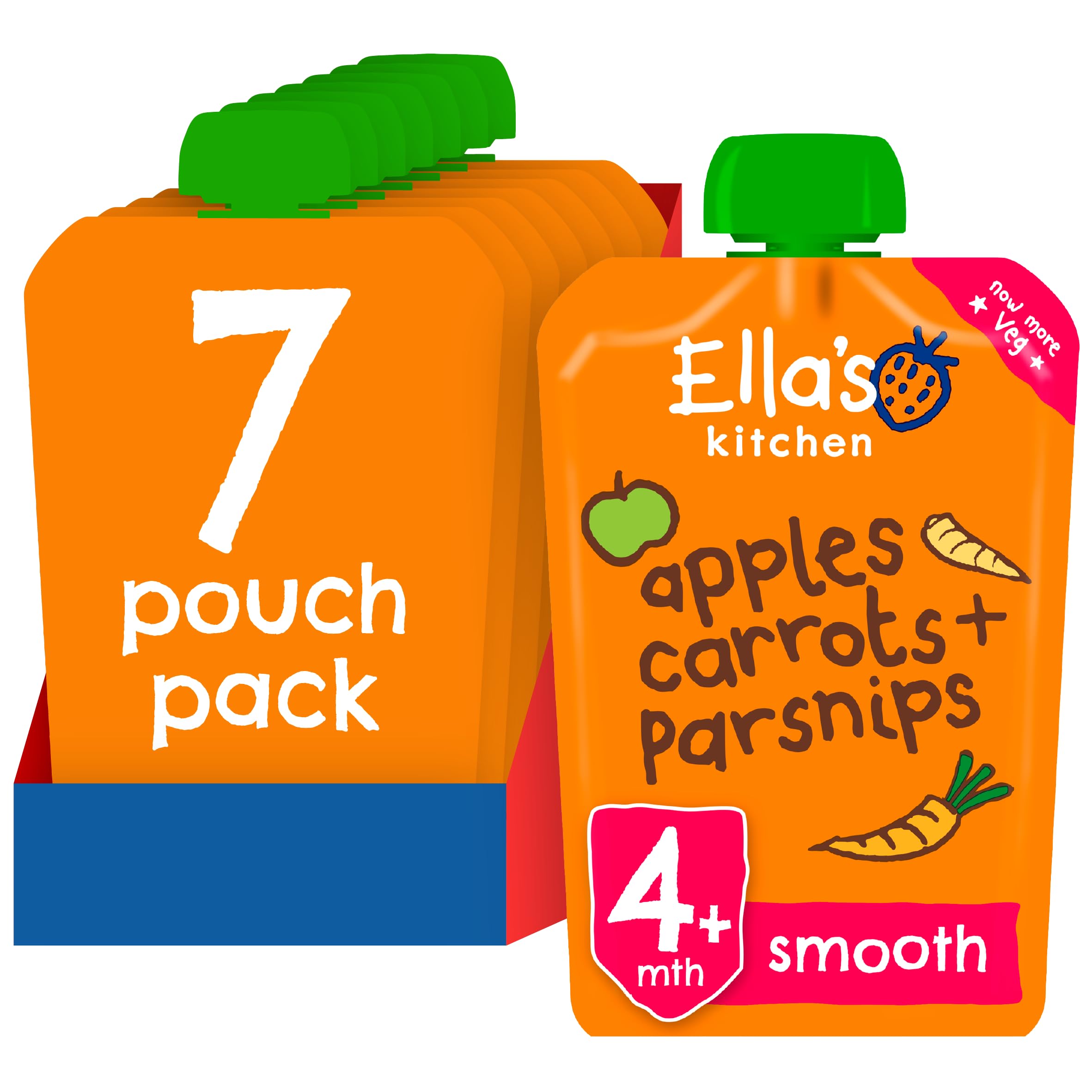Ella's Kitchen Stage 1 Organic Carrot Apple and Parsnip Puree | 120g Pouches (Pack of 7)