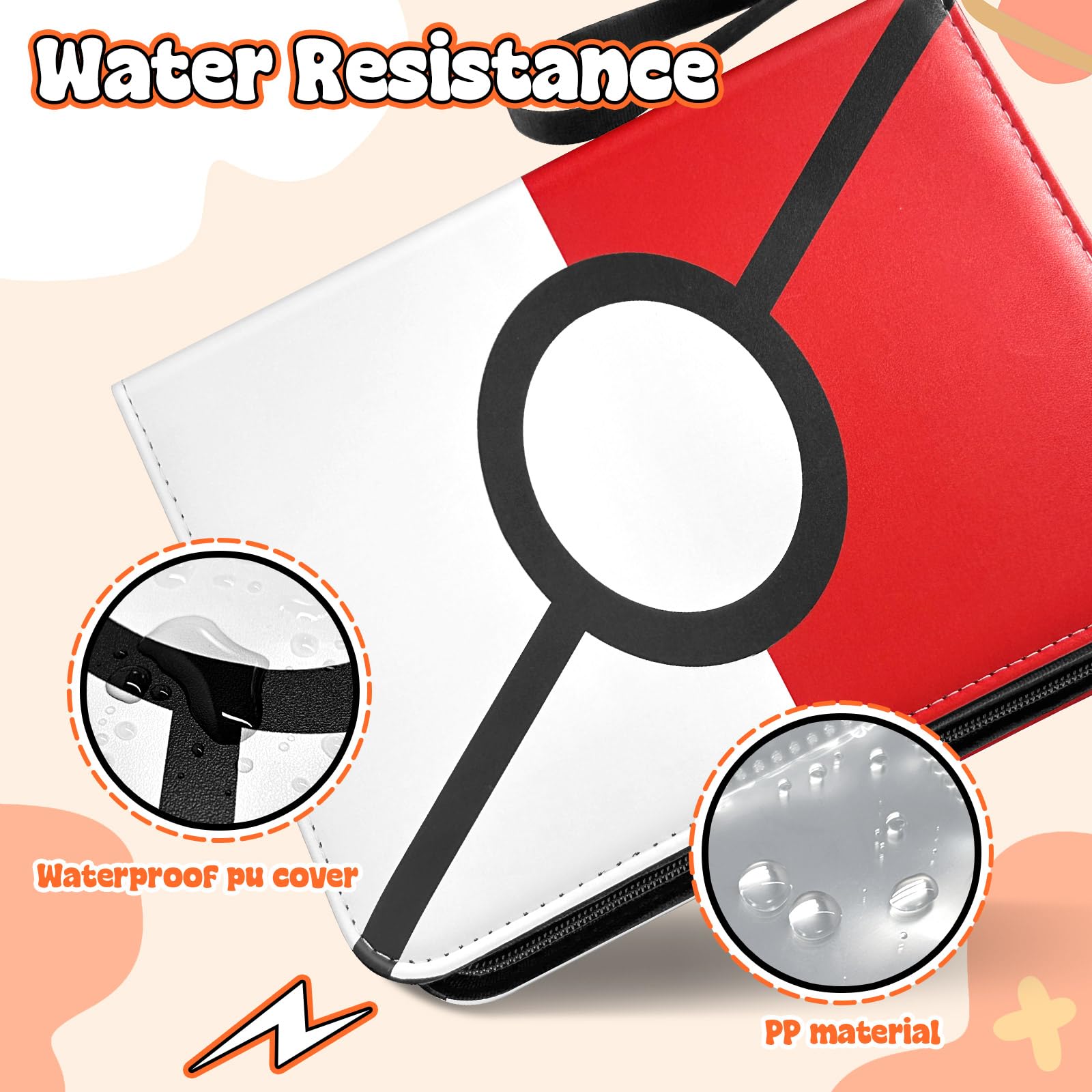 TOYABI 50-Page 400-Pocket PU Leather Trading Card Binder for Kids and Collectors 12