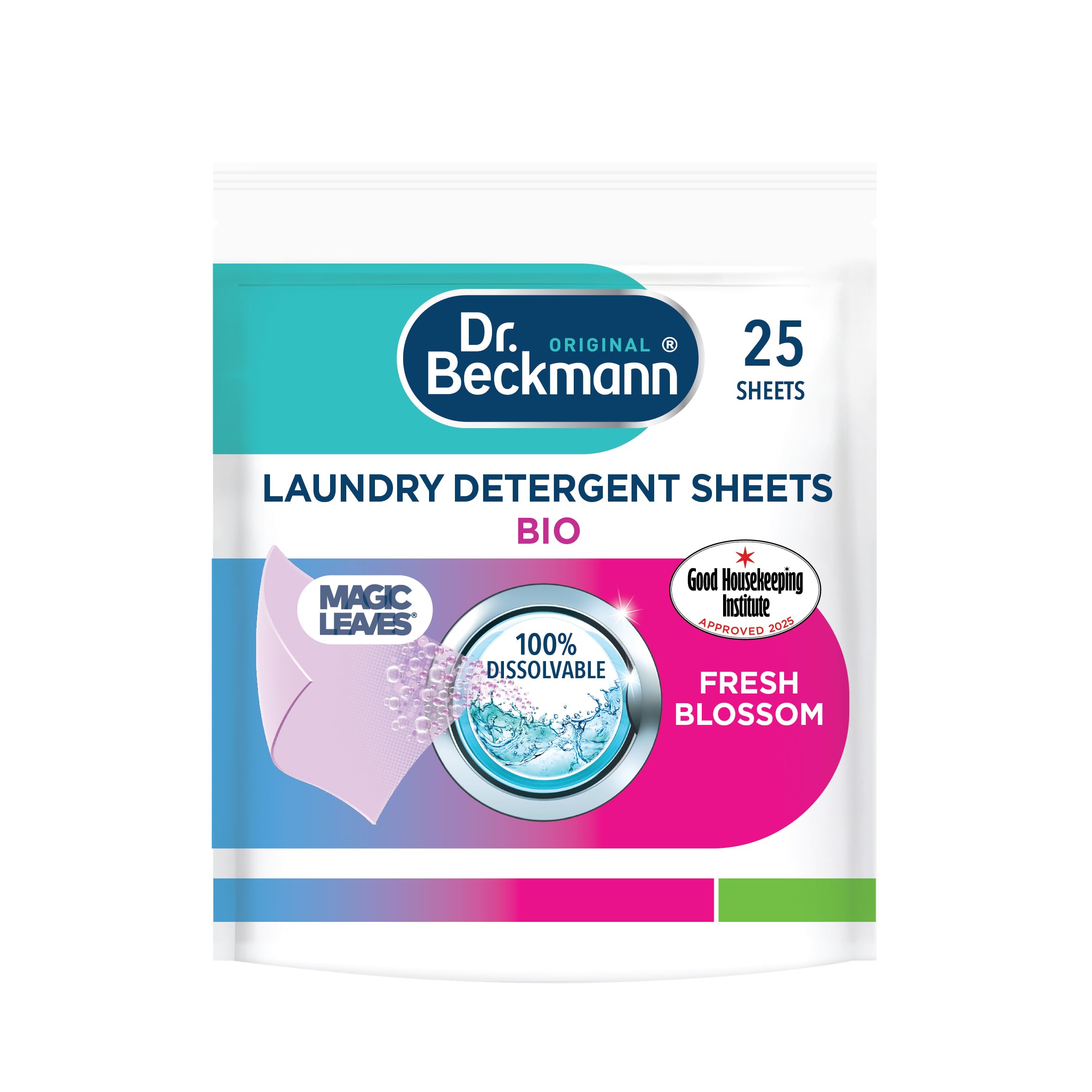 Dr. Beckmann MAGIC LEAVES BIO Laundry Detergent Sheets Fresh Blossom | Pack of 25 | Climate Neutral
