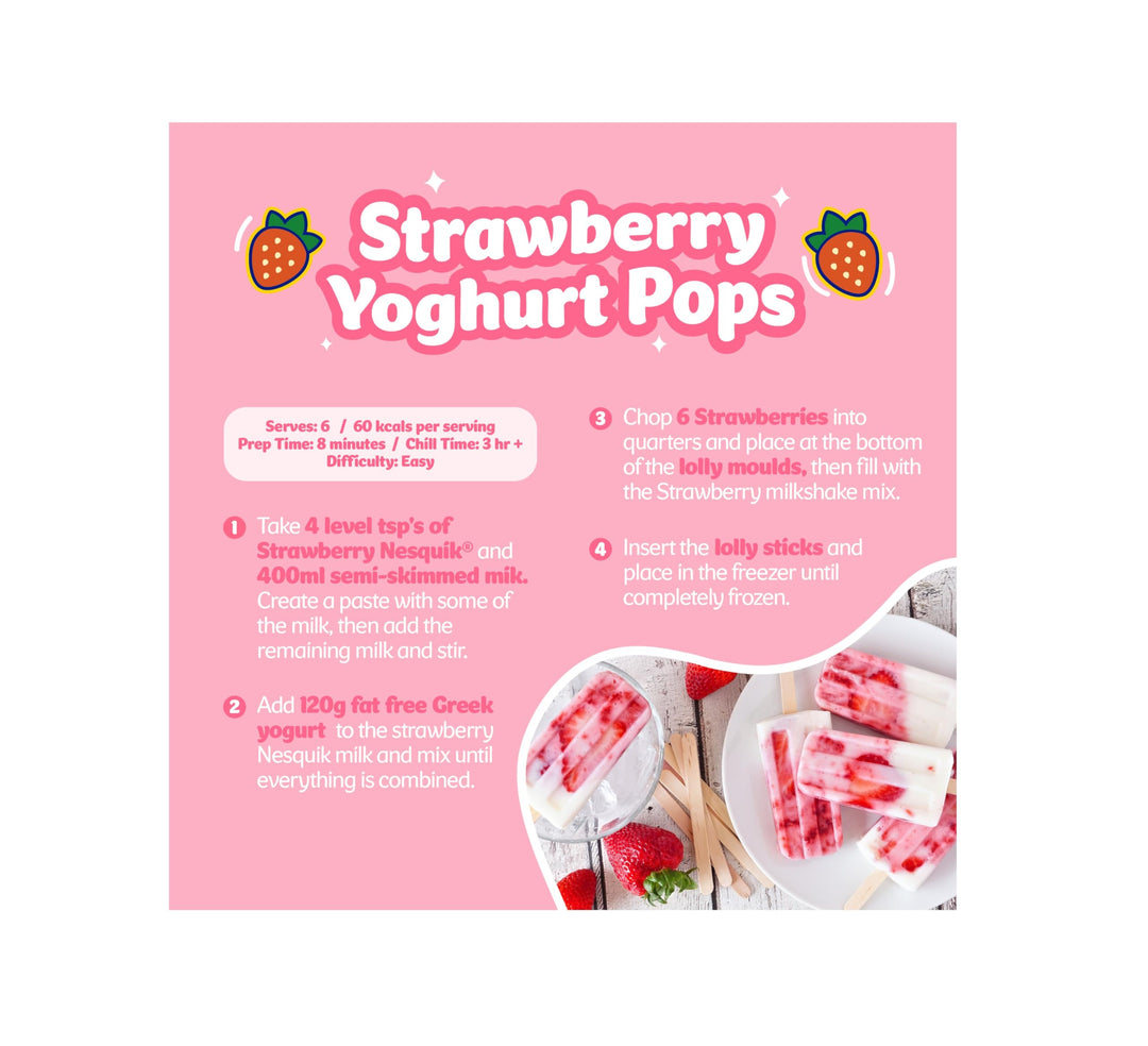 Nesquik - Strawberry Flavoured Milkshake Powder with Vitamin D, 500g Tub