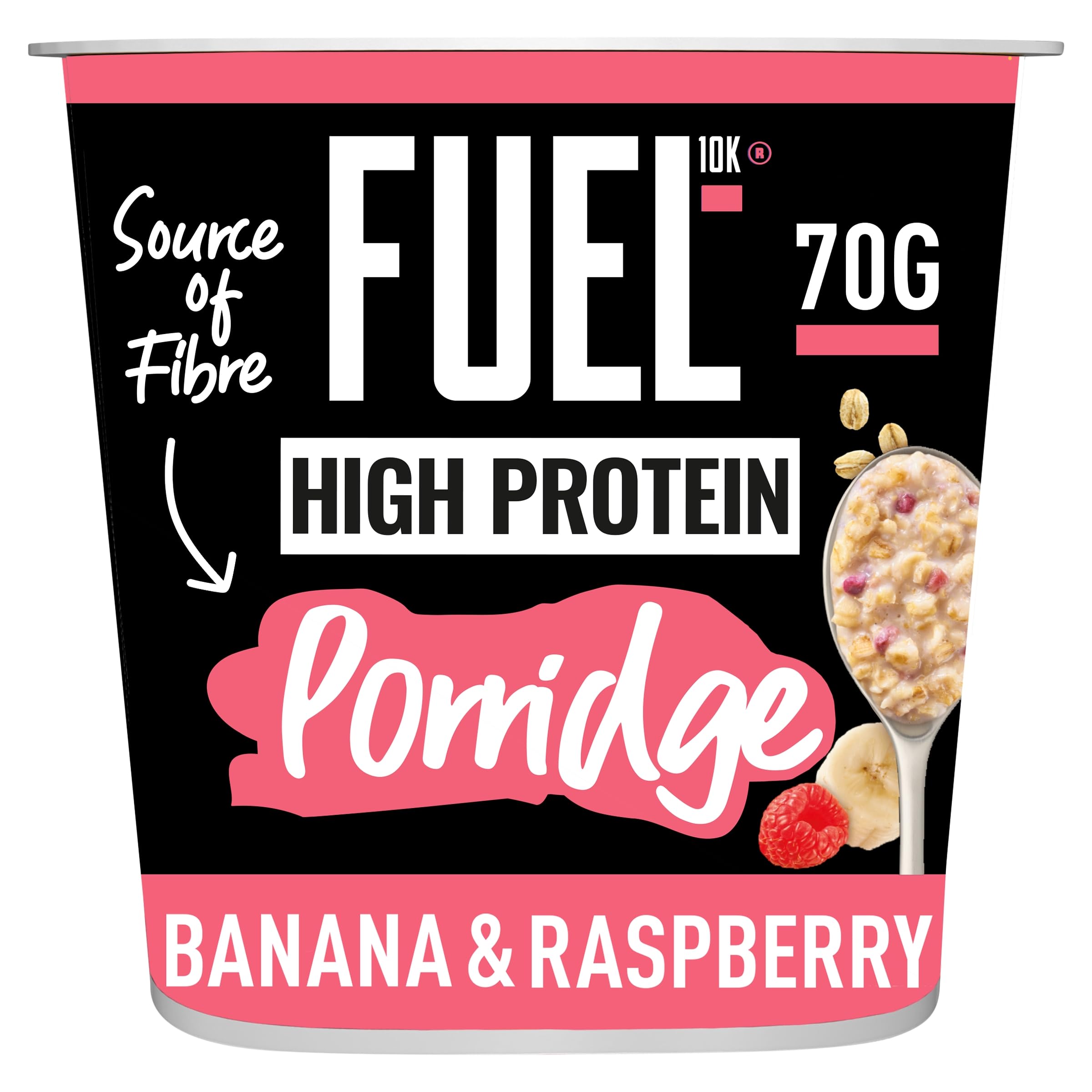 FUEL10K High Protein Banana & Raspberry Porridge Pot - 13g Protein, Wholegrain Oats | 8 Pack 7