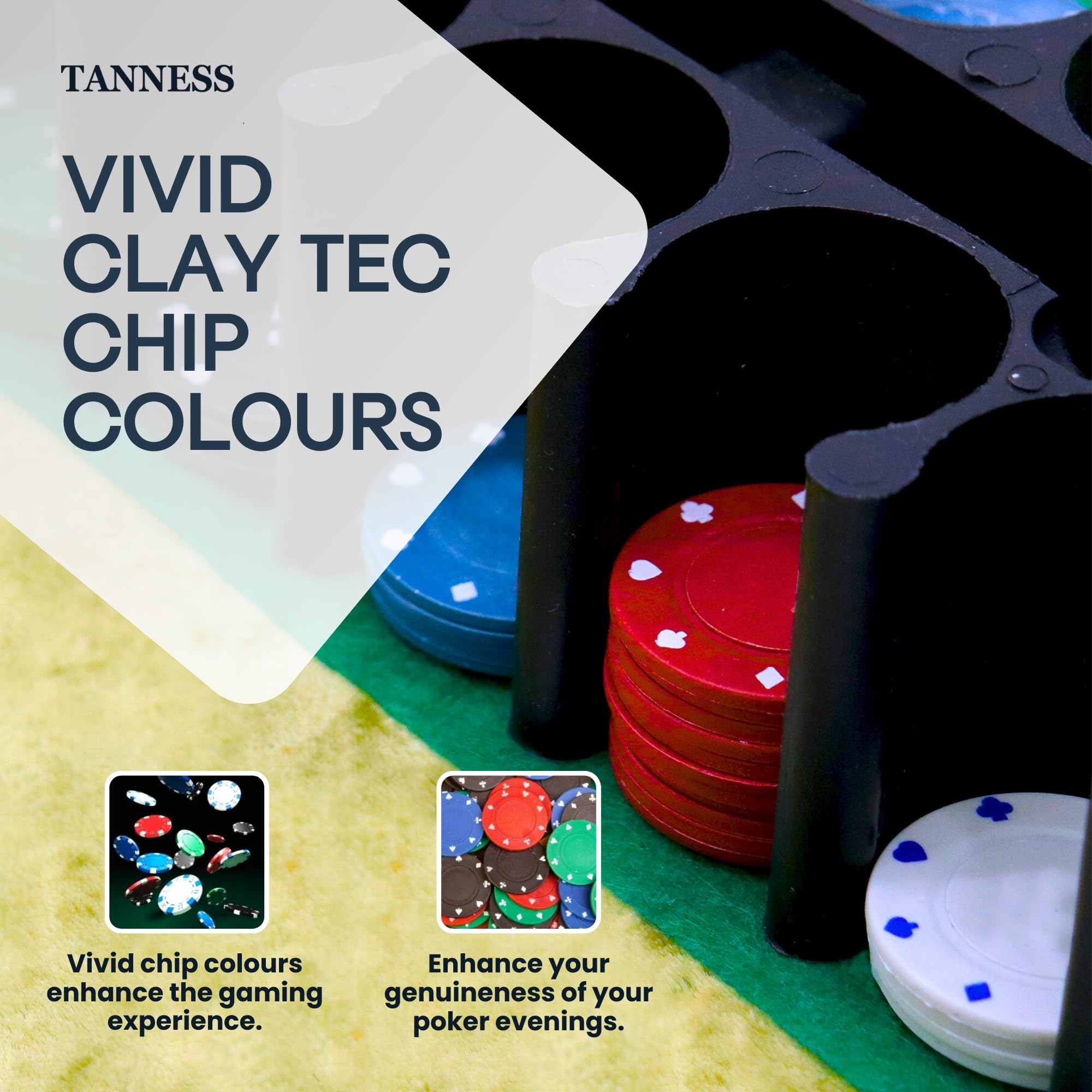 TANNESS 200 Pcs Poker Set - Non-Denominated Chips, Metal Case, Includes Dice & Cards 3