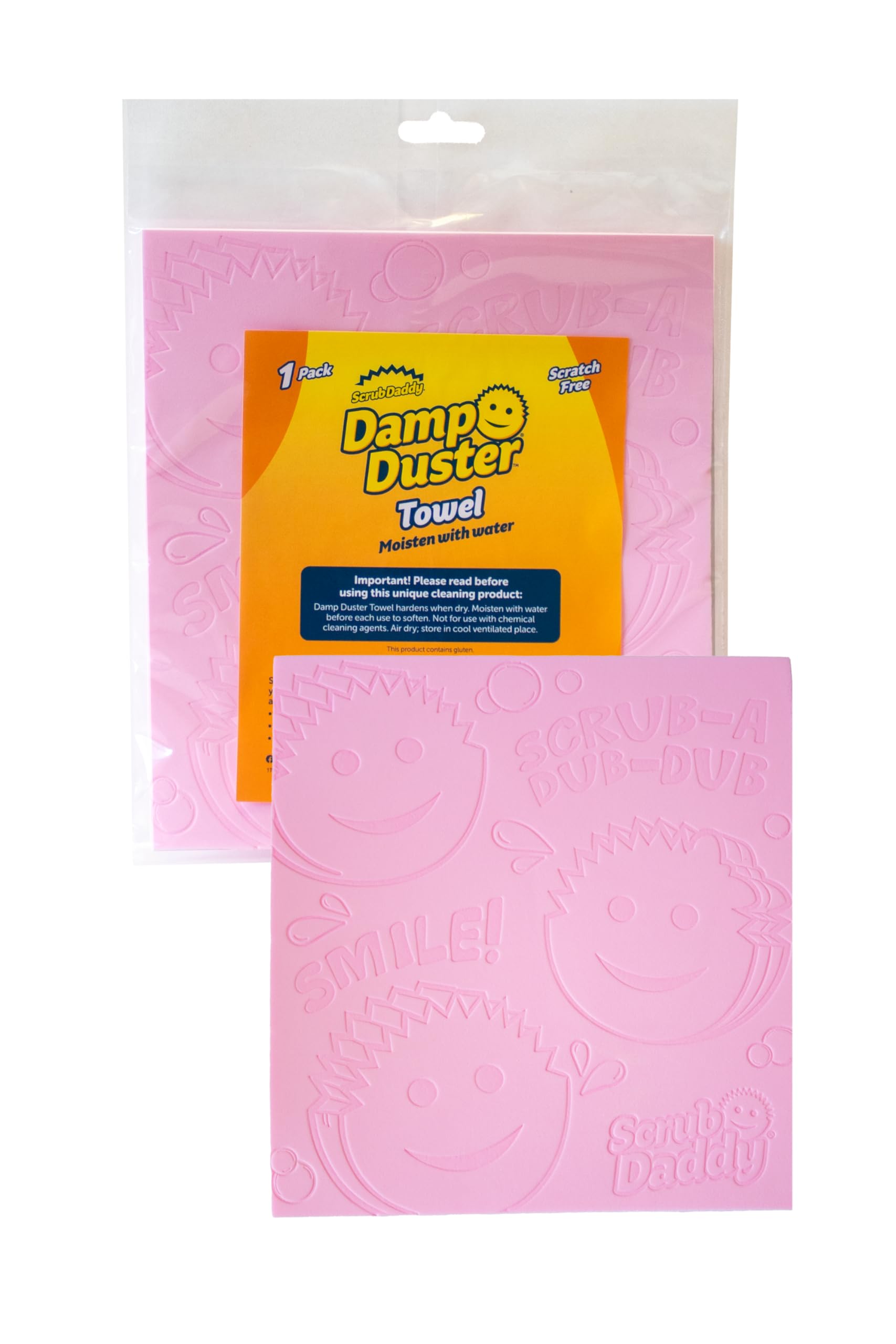 Scrub Daddy Damp Duster Towel - Traps Dust, Reusable Foam Cleaner | Pink | 265x180x3mm