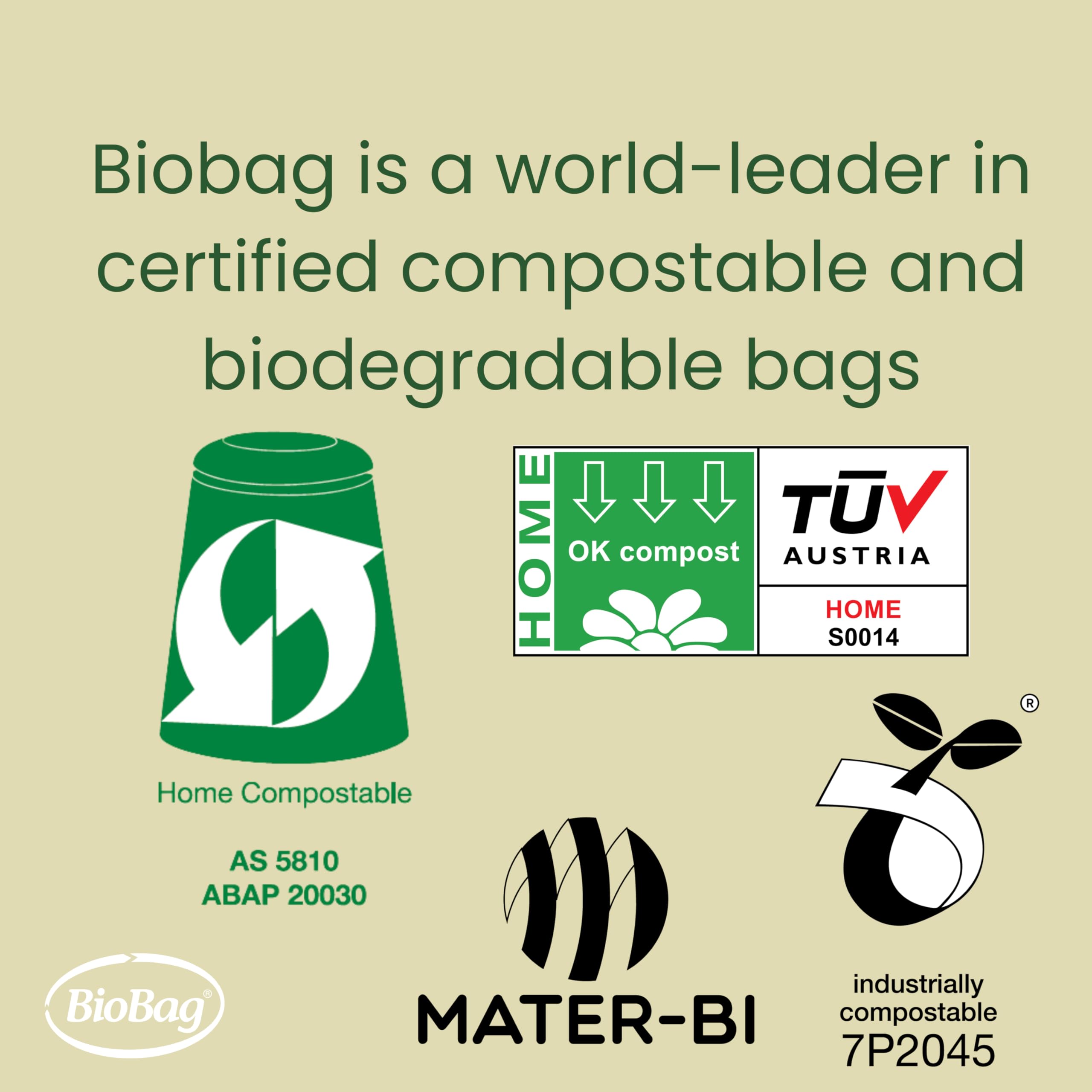BioBag 10L Compostable Caddy Bin Liners - 20 Count, Green, Plant-Based Material 6