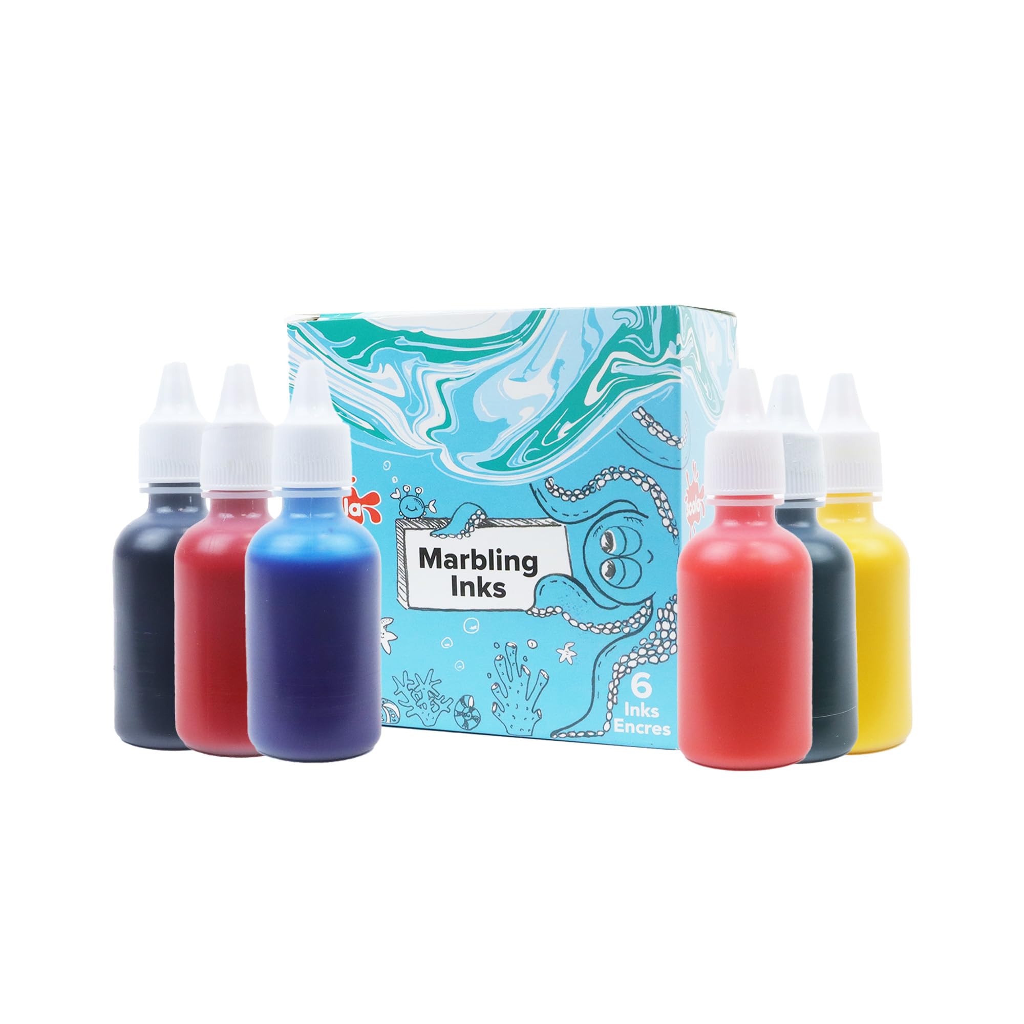 scola Marbling Ink - Oil Based | 6 Assorted Colours, 25ml Bottles | Model MI25/6/A