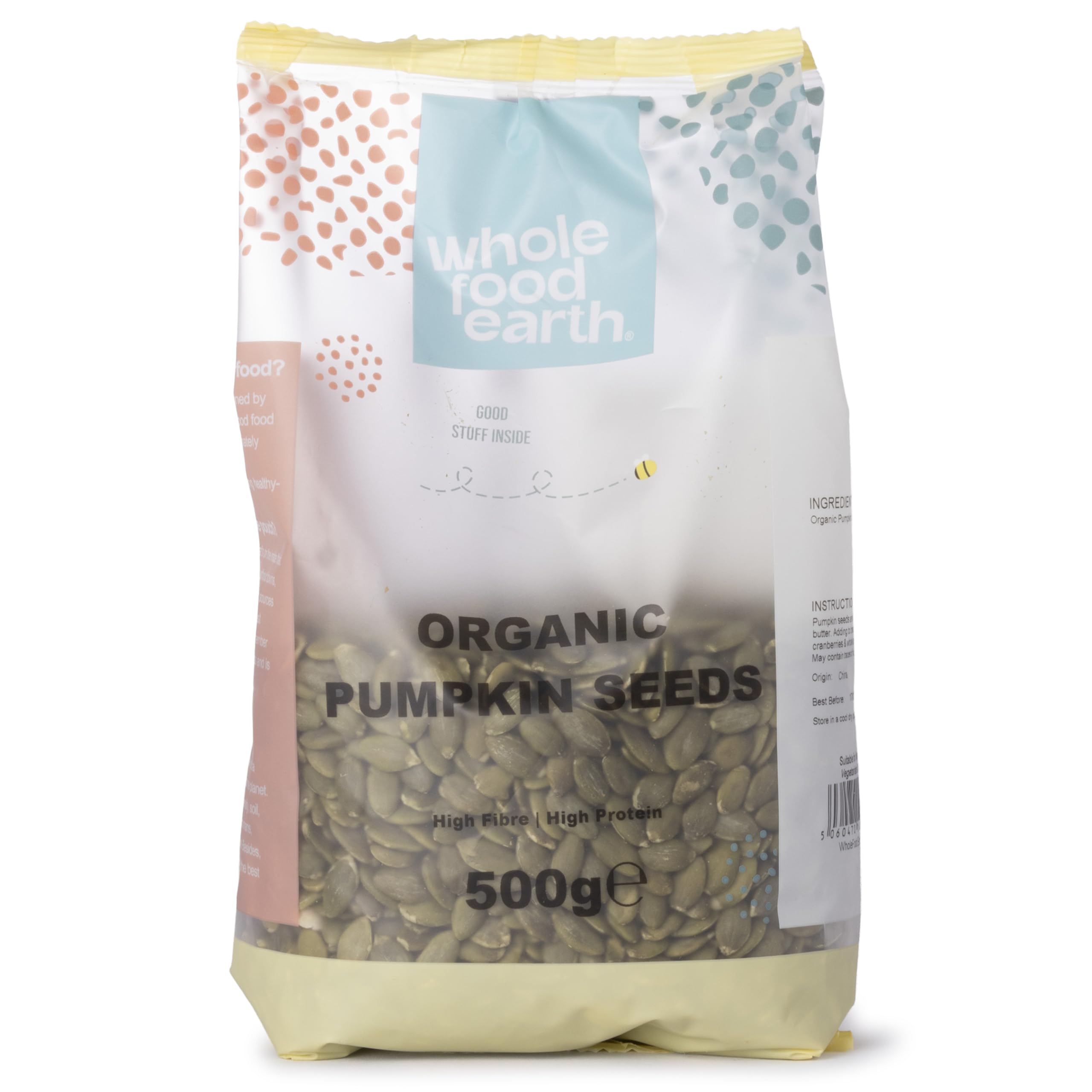 Wholefood Earth Organic Pumpkin Seeds - Raw | GMO Free | Vegan | 500g 1