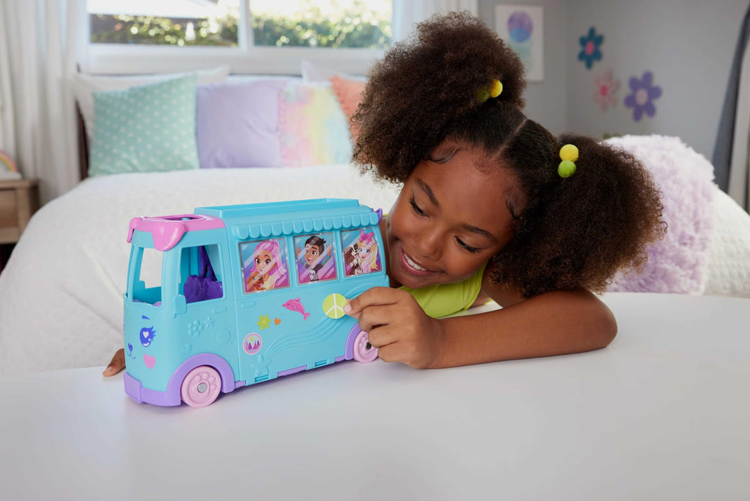 Polly Pocket Pet Mobile Adventure Playset - Transforming Camper Van with Micro Dolls & Pets, Ages 4+