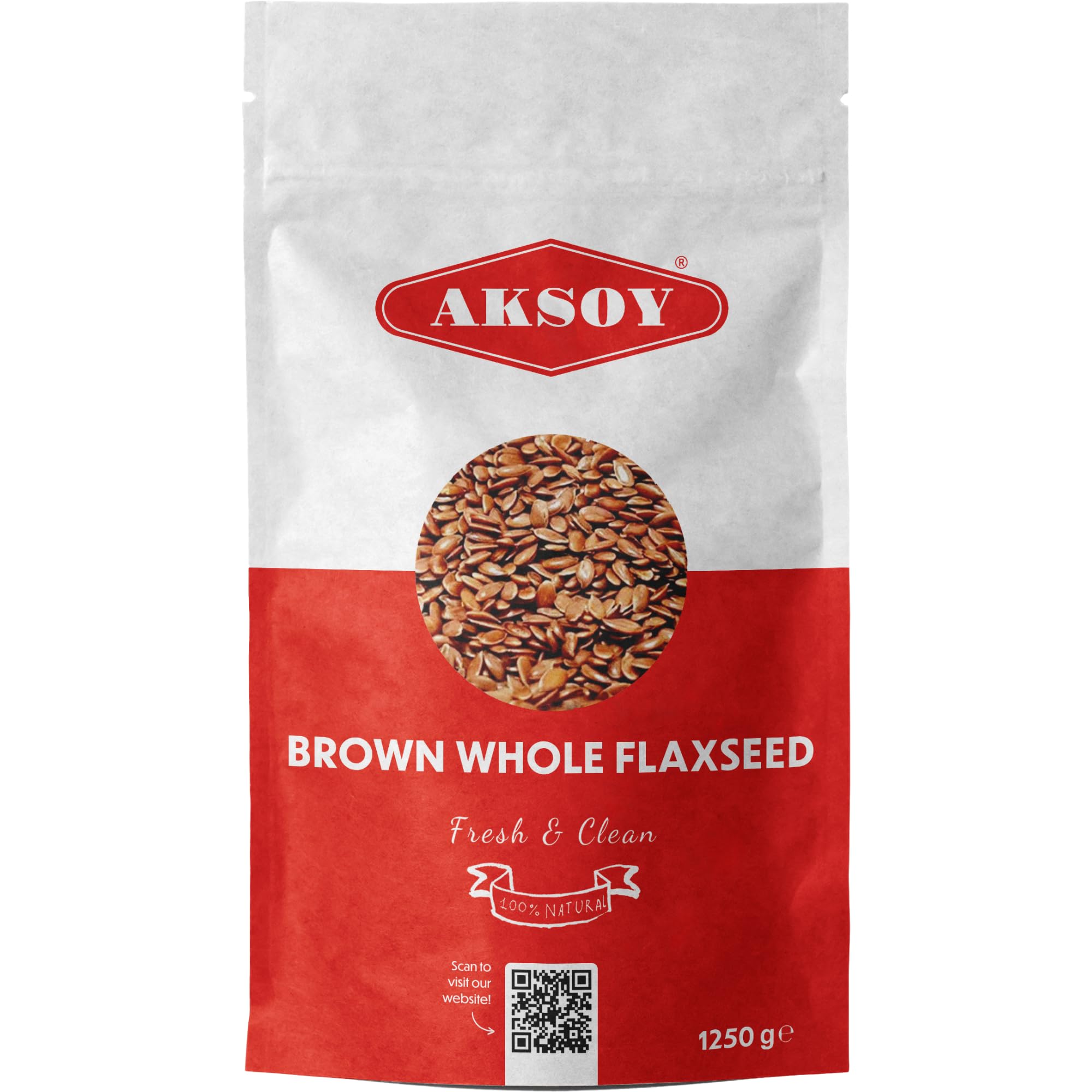 AKSOY Brown Whole Flaxseed (Linseed) - Raw, Non-GMO, 1250g | Cardiovascular Support