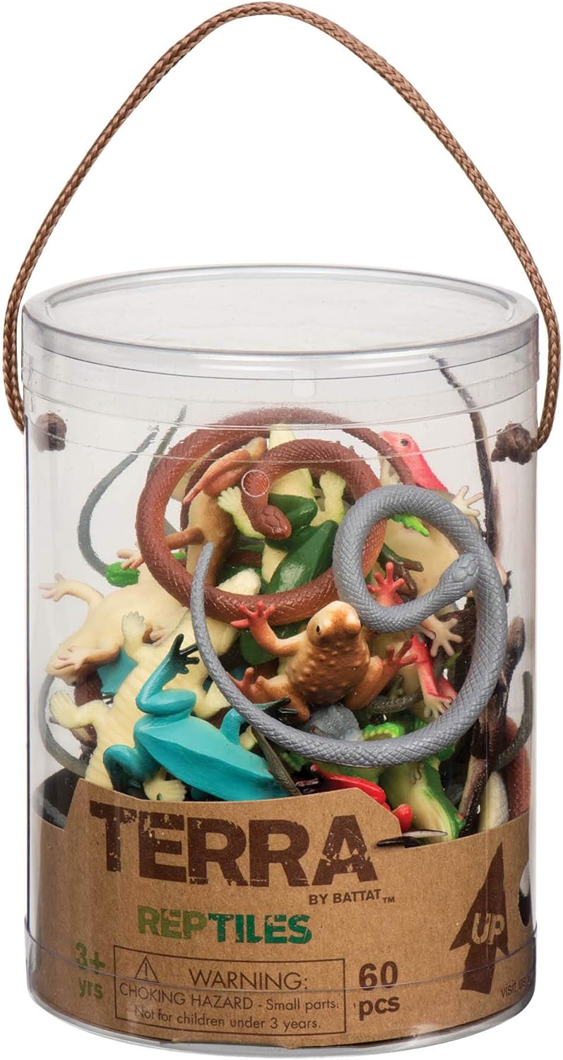 Terra by Battat Reptiles in Tube – 60-Piece Miniature Reptile Animal Toy Set for Kids 3+ 2