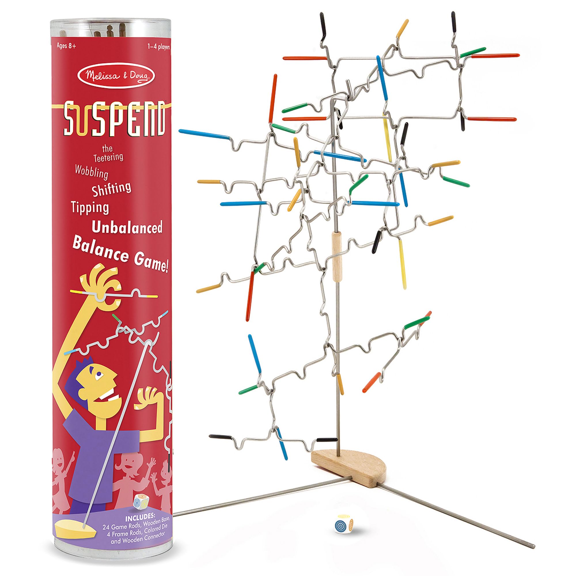 Melissa & Doug Suspend Balancing & Stacking Game | 1-4 Players | Ages 8+ | Multicolor Metal & Wood 1