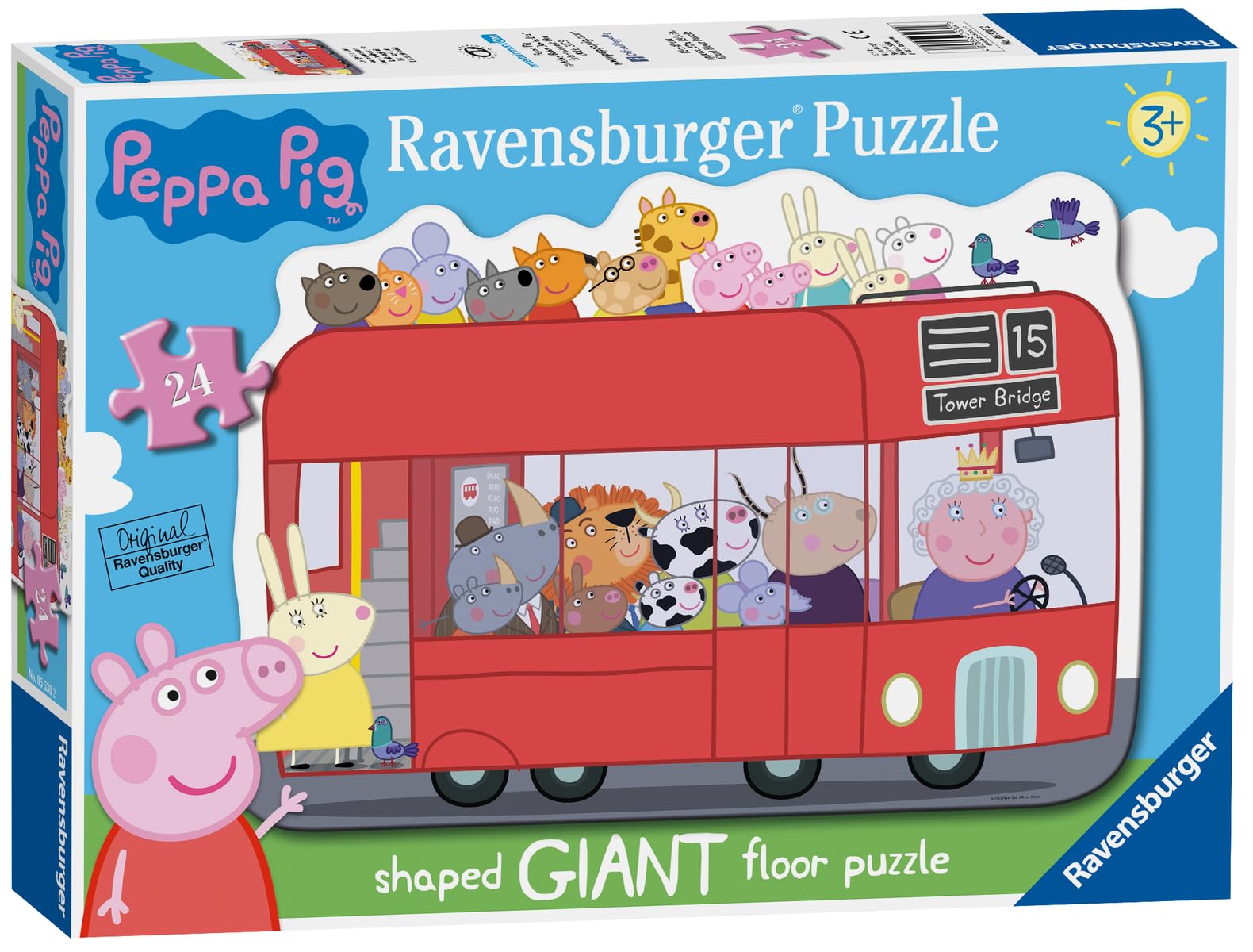 Ravensburger Peppa Pig London Red Bus 24 Piece Giant Shaped Floor Jigsaw Puzzle for Ages 3+