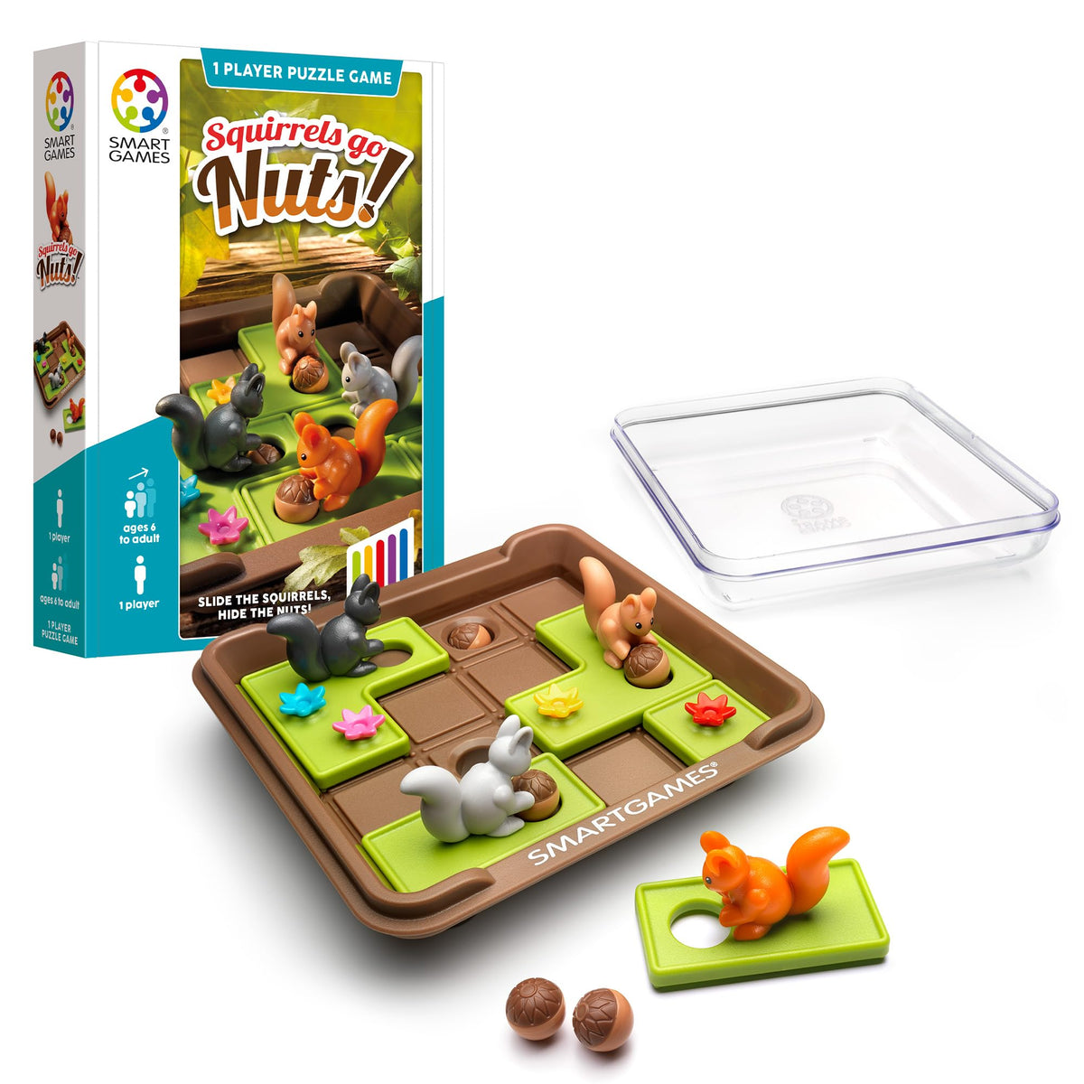 SmartGames Squirrels Go Nuts Sliding Puzzle Game - 60 Challenges - Ages 36 Months–6 Years