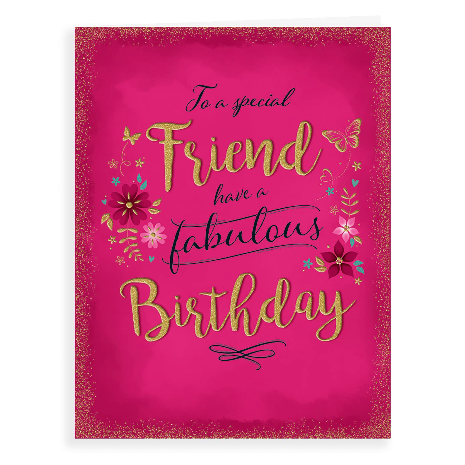 Piccadilly Greetings Birthday Card for Friend | 8 x 6 Inches | Pink Flowers Design