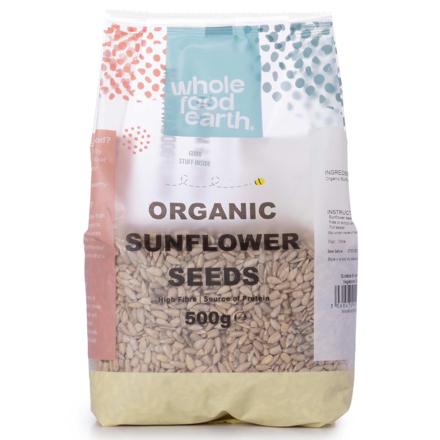 Wholefood Earth Organic Sunflower Seeds - Raw, Protein & Fibre Rich | 500g 1