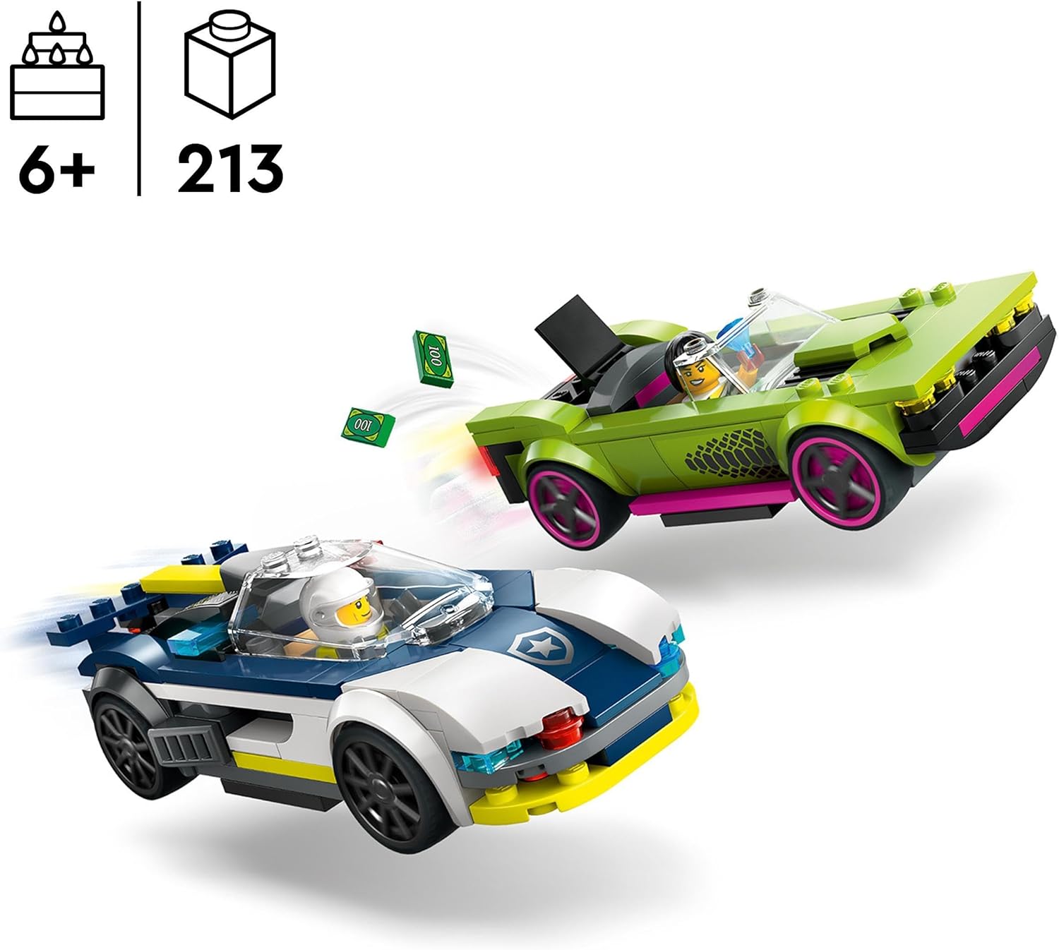 LEGO City Police Car and Muscle Car Chase Playset - Police Vehicle Toy for Kids 6+