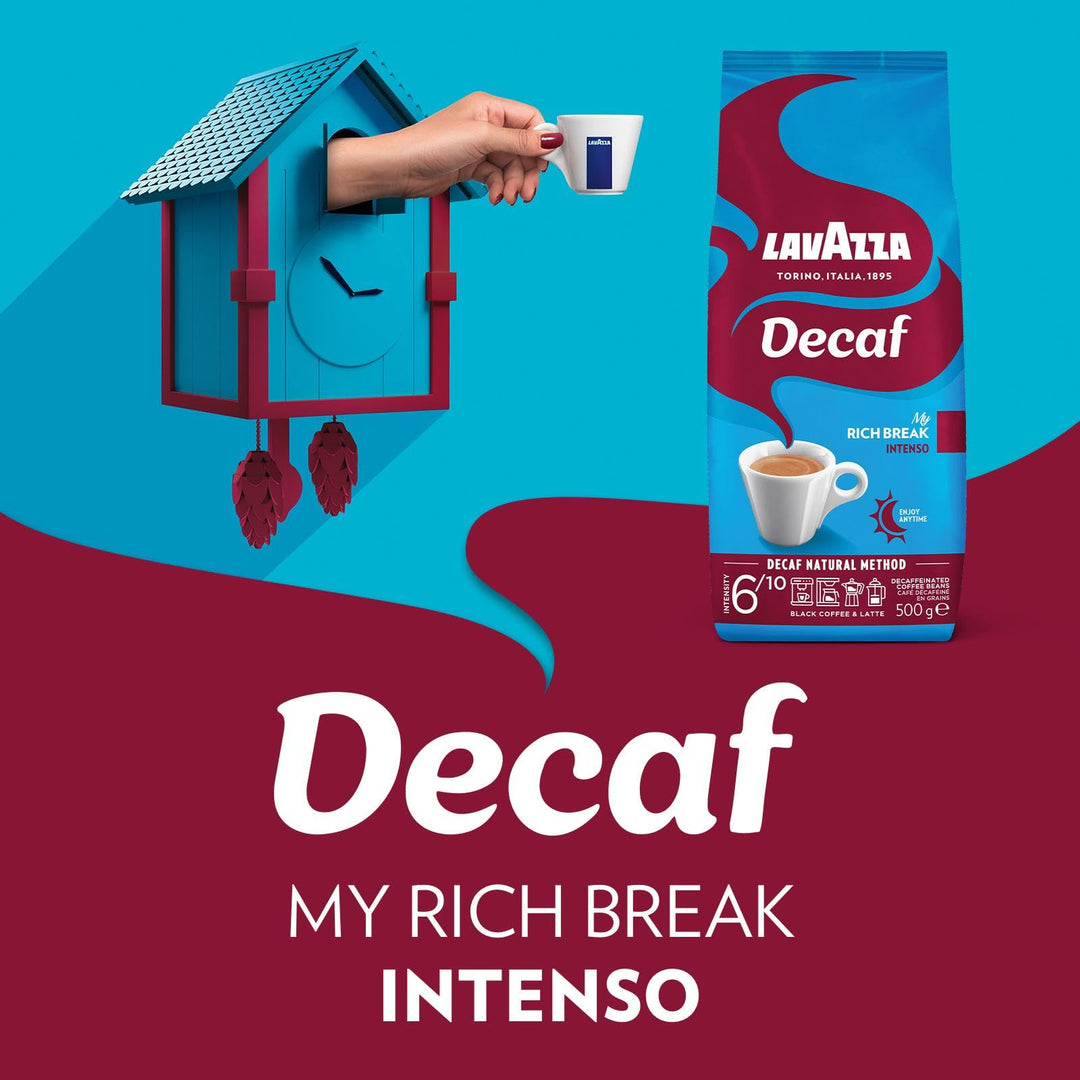 Lavazza Decaf Intenso - My Rich Break Whole Coffee Beans, 500g