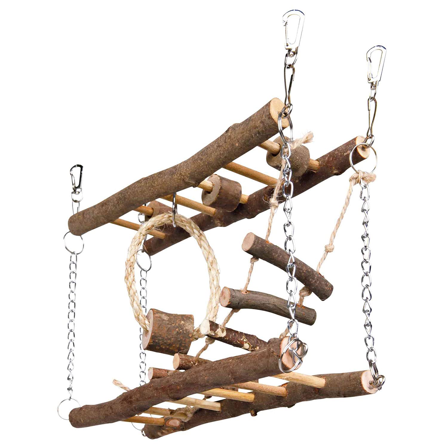 TRIXIE Natural Wood Suspension Bridge Toy for Hamsters, Gerbils, and Mice | Multi-Ladder Design 1