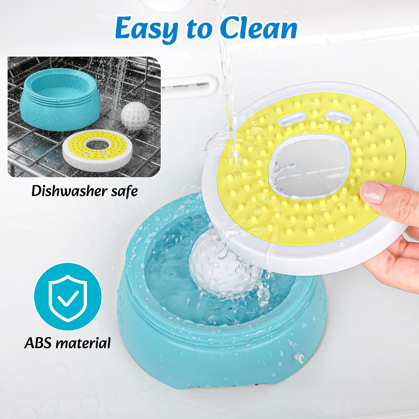 Euqvunn Slow Feeder Dog Bowl with Screw Lid | 260ml Capacity | Blue & Yellow 7