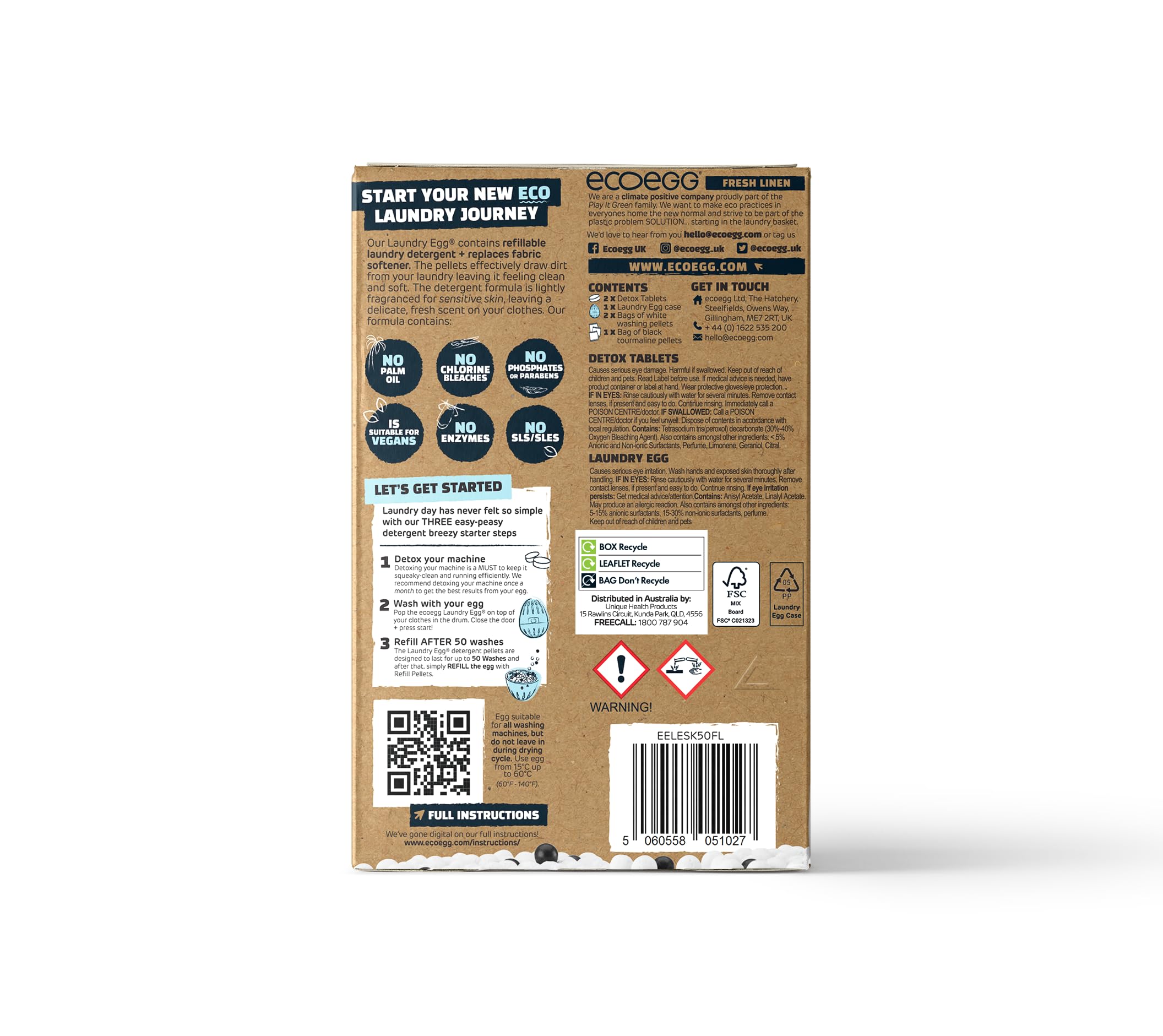 Ecoegg Laundry Egg Starter Kit - 50 Washes | Vegan | Hypoallergenic | Fresh Linen Scent