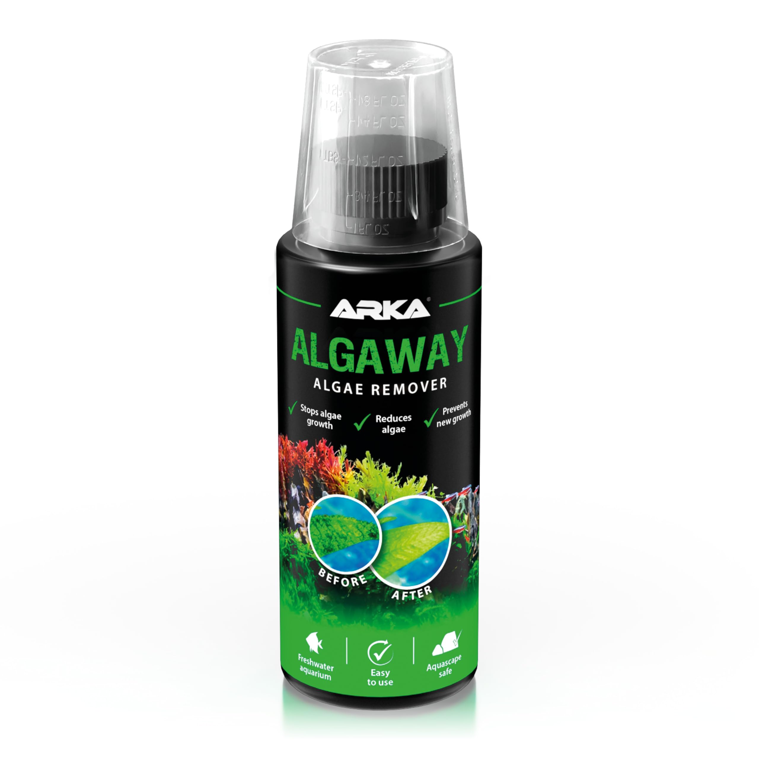 ARKA Aquarium Algae Remover - Eliminates Green, Hair & Spot Algae | 118ml Liquid
