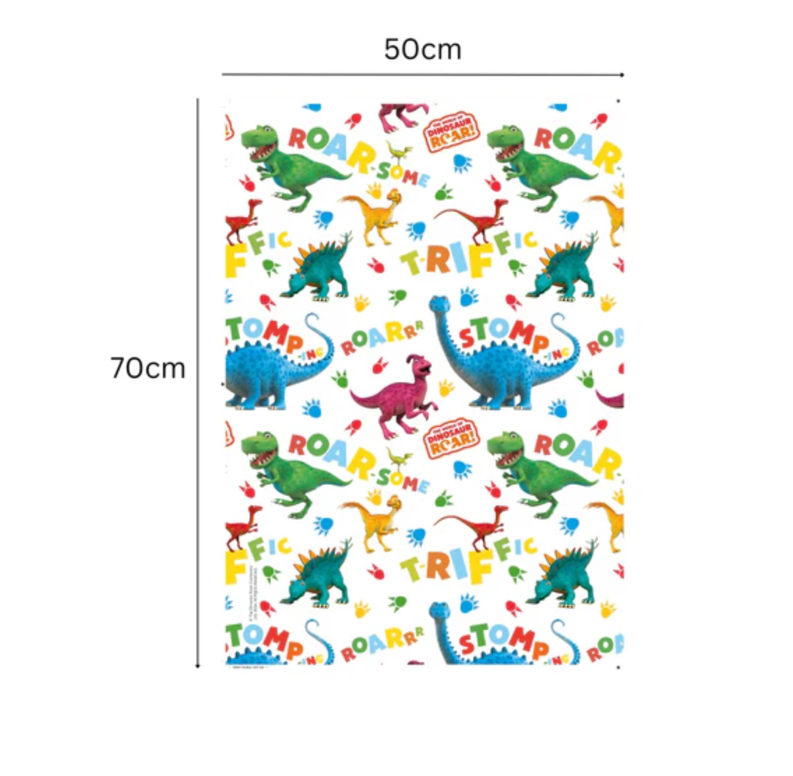 Danilo Promotions LTD Dinosaur Roar Wrapping Paper - 2 Sheets, 2 Tags | 70cm x 50cm 2