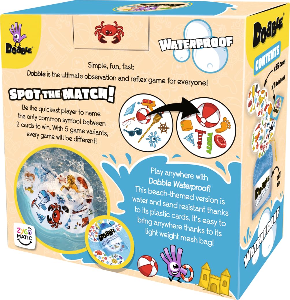 Asmodee Dobble Waterproof Family Card Game | Ages 6+ | 2-8 Players | 15 Min Playtime 2