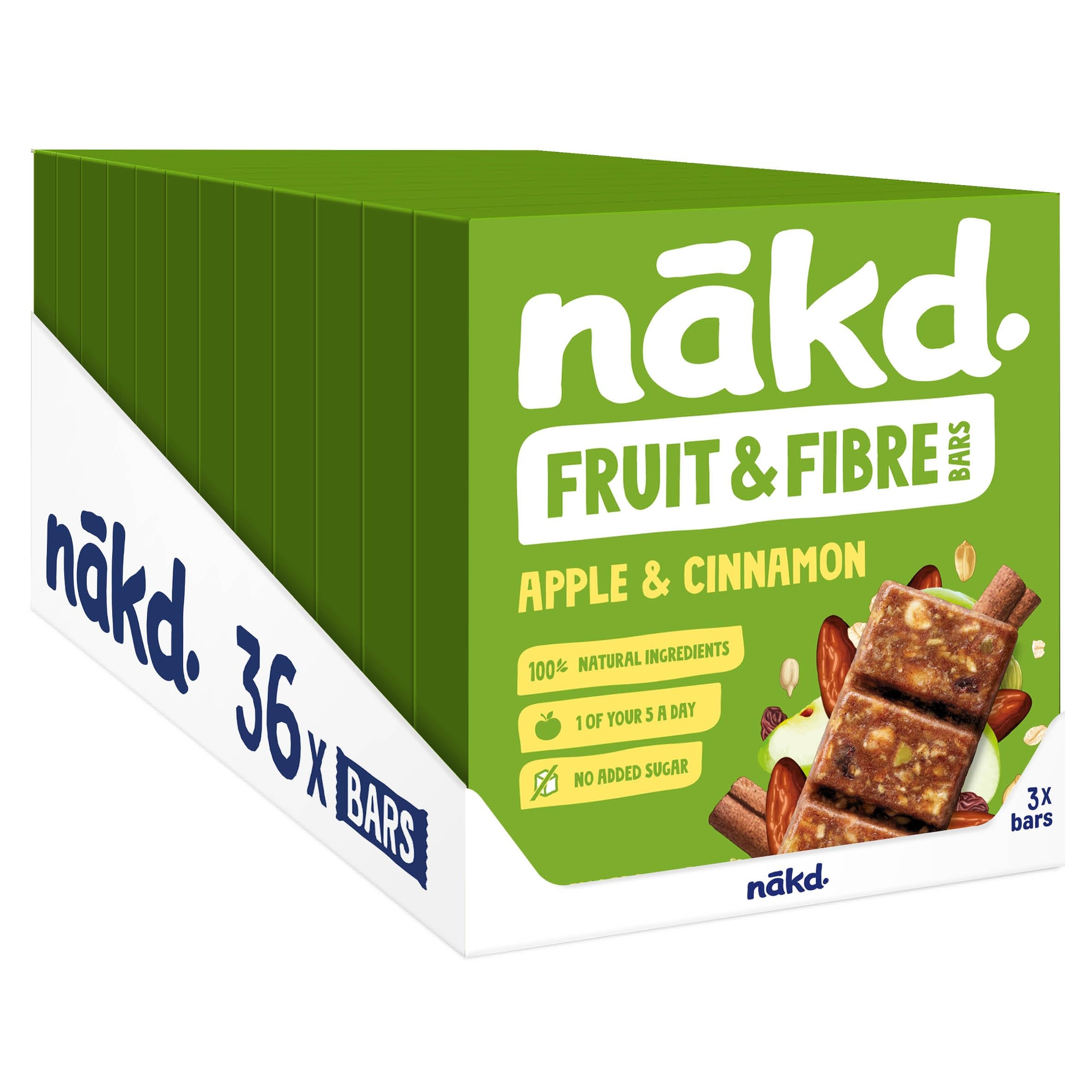 Nakd Fruit & Fibre Apple & Cinnamon Bars - 36 Count Pack | High Fibre | Vegan | No Added Sugar 1