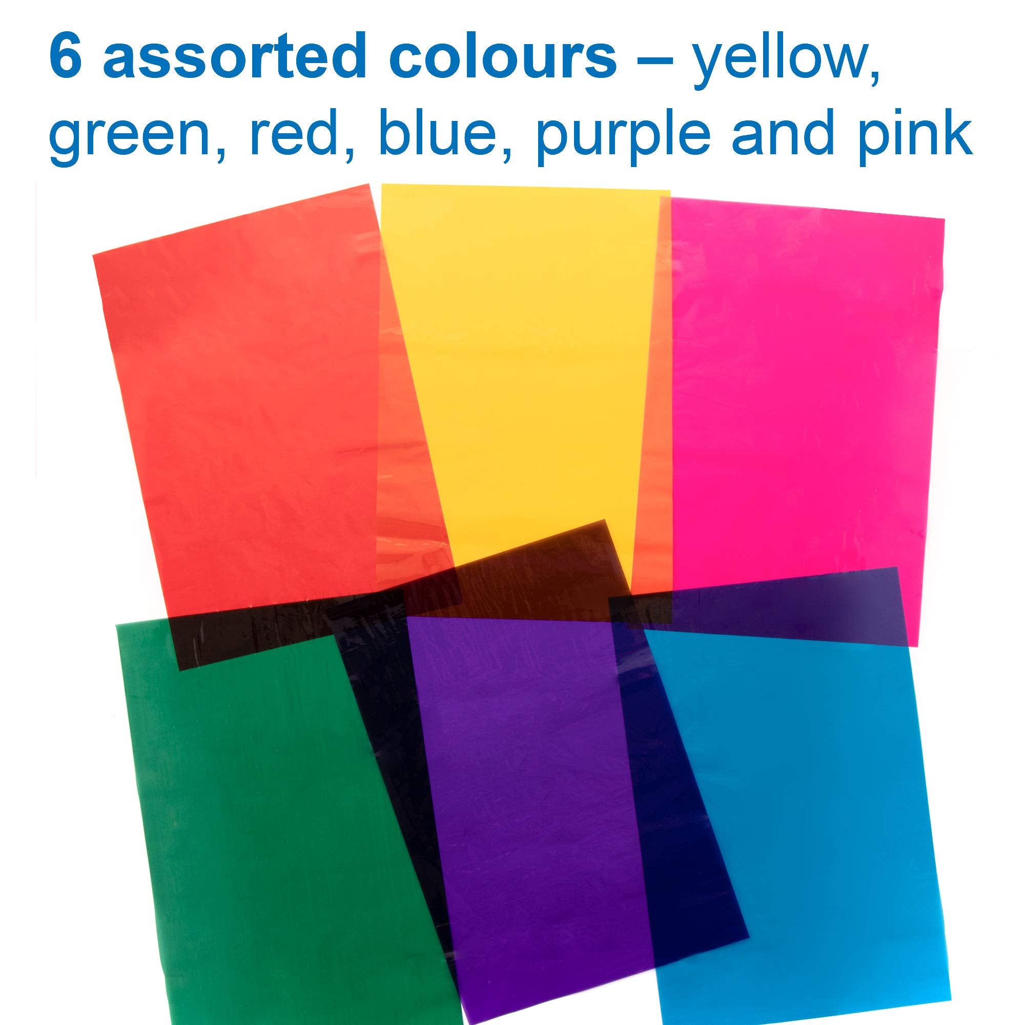 Baker Ross - EK5452 Coloured Cellophane Sheets for Art & Craft, A4, 36-Sheet Pack 3