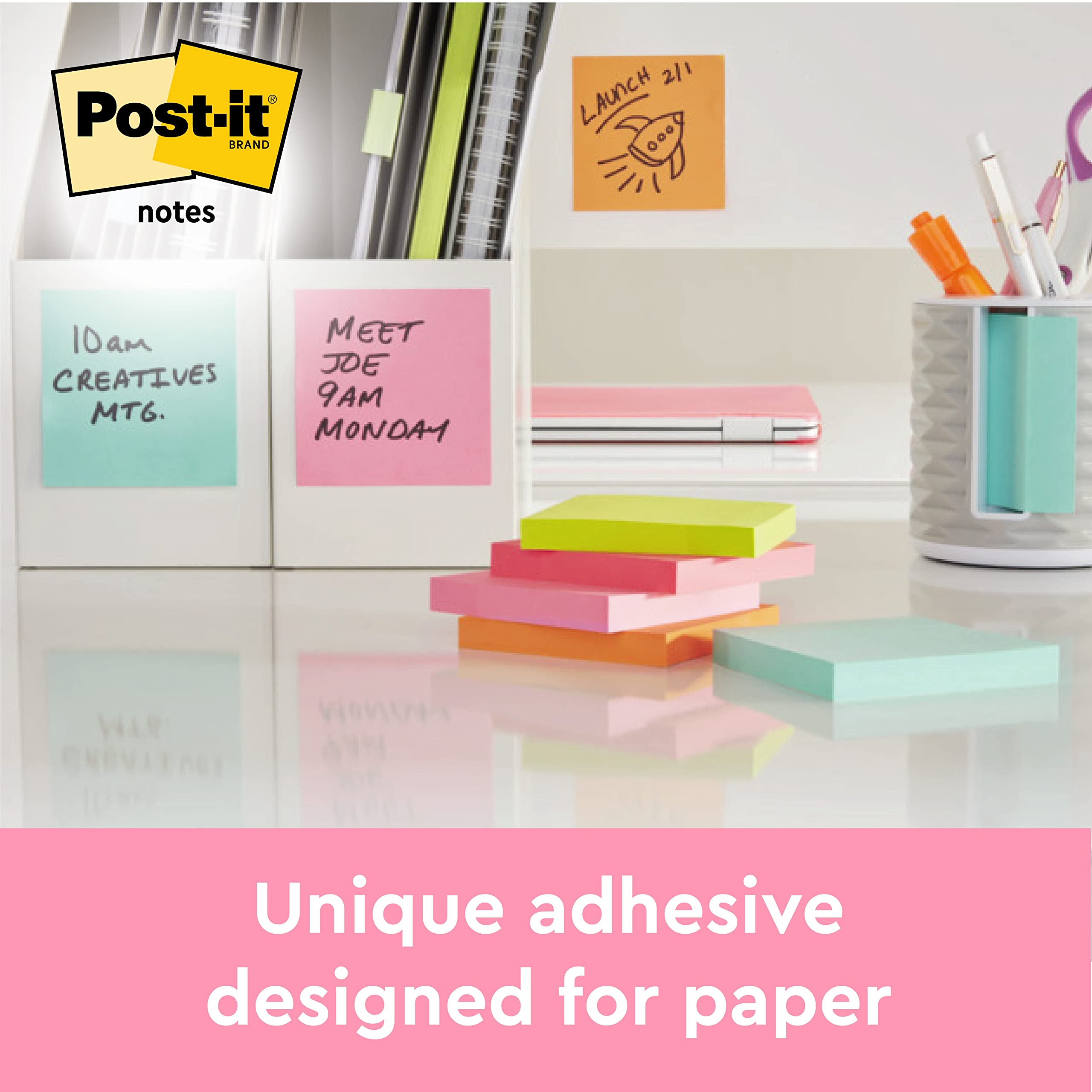 Post-it Notes - Super Sticky | Pink, 76 x 76 mm, 100 Sheets per Pad, Pack of 6 Pads 2