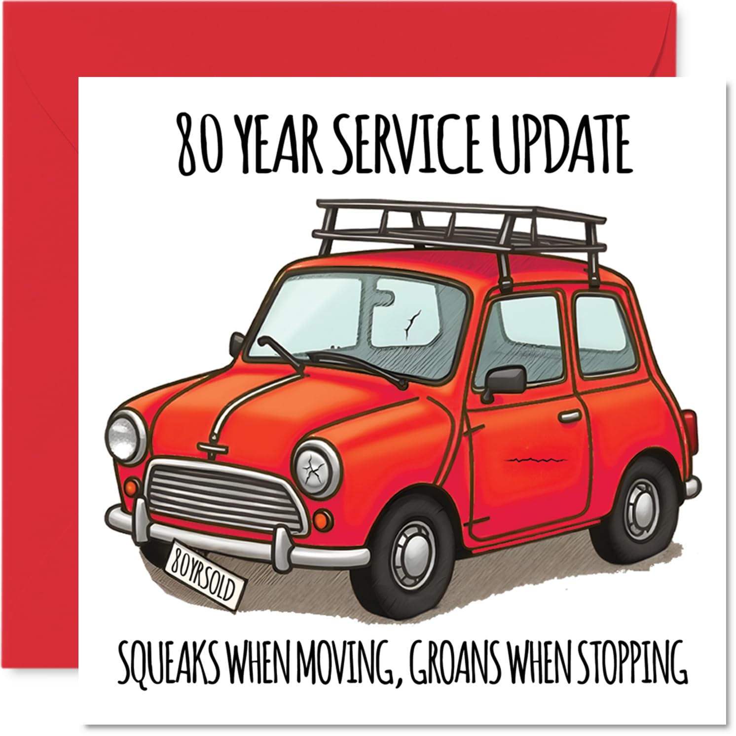 Stuff4 80th Birthday Card for Men & Women | 145mm Greeting Card | Humorous Service Design