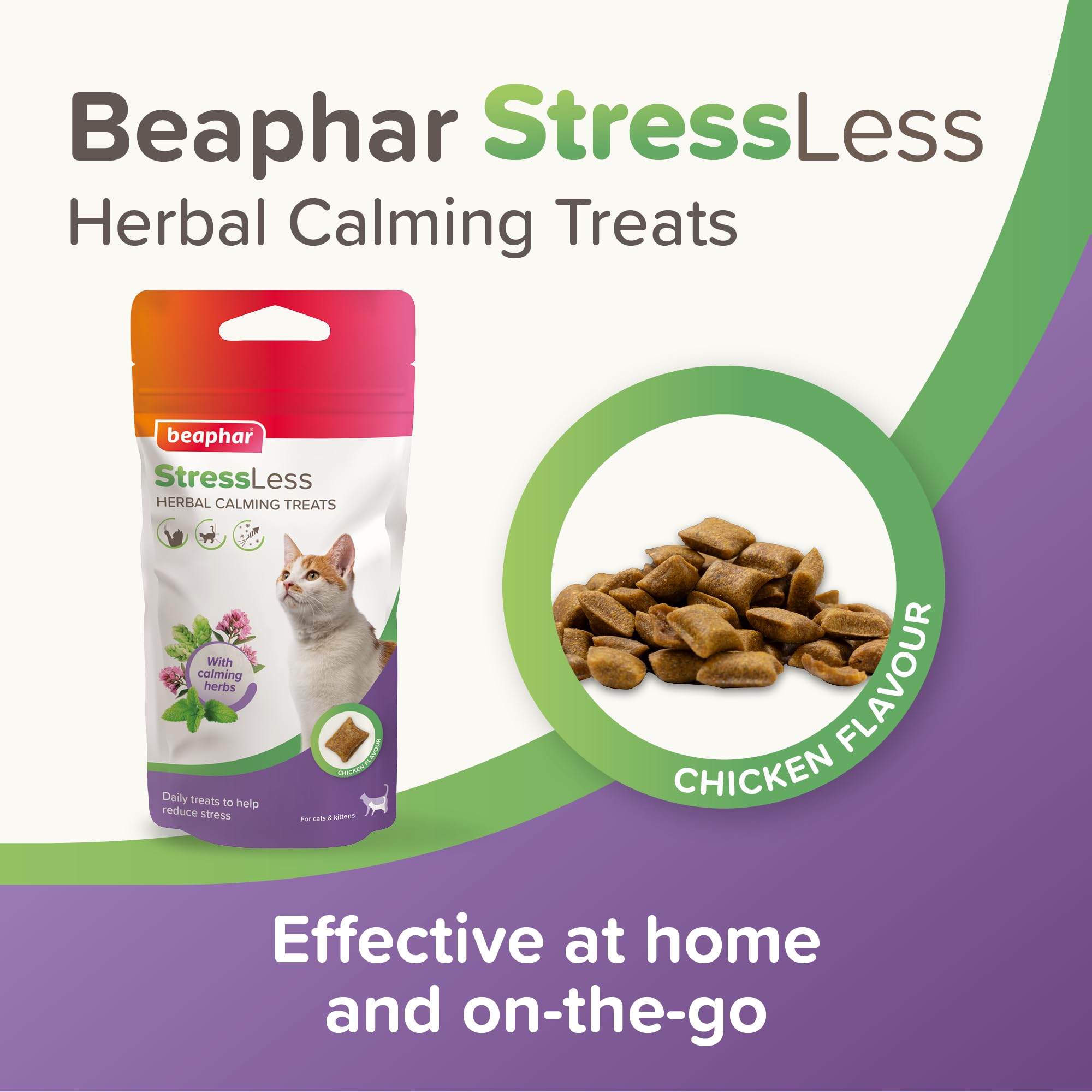 Beaphar StressLess Herbal Calming Cat Treats - Chicken Flavor | 35g Bag | All Ages