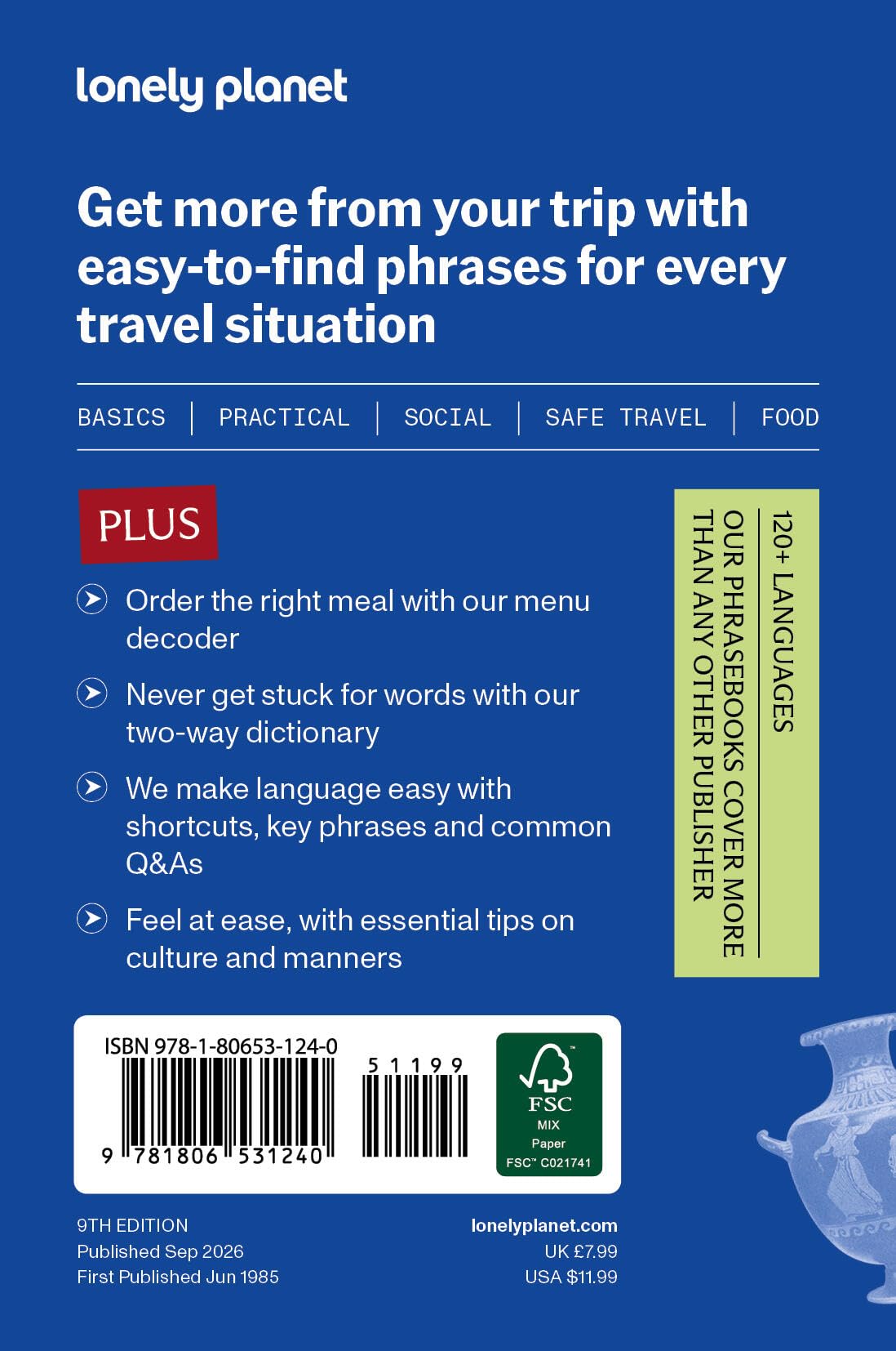 Lonely Planet Greek Travel Phrasebook & Dictionary - 3,500 Word Two-Way Dictionary | Pull-Out Fast Phrases Card | 9th Edition