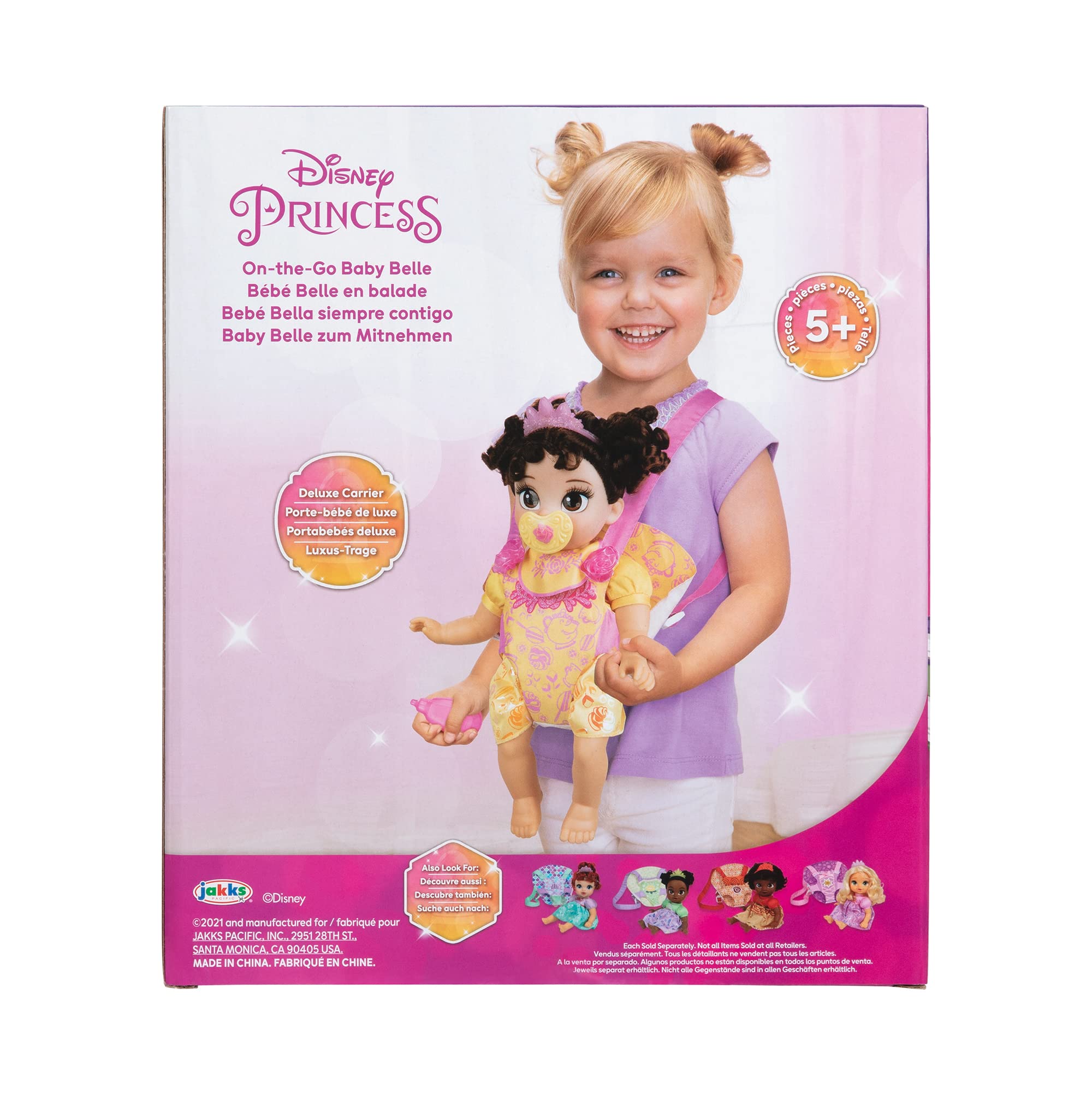 Disney Princess Baby Belle Doll with Carrier Set by Jakks Pacific | Includes Chip Plush Friend | Ages 2+ 8