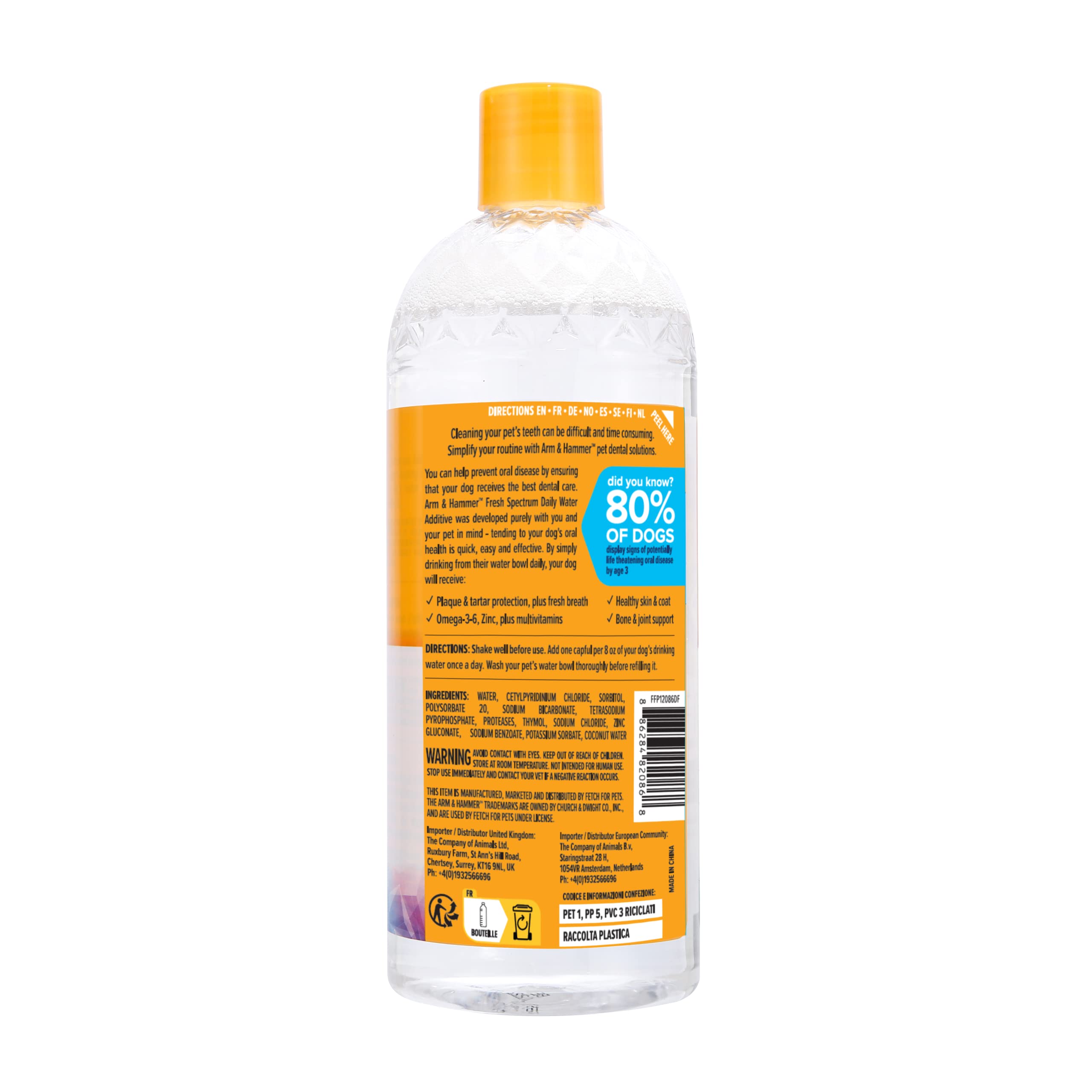 ARM & HAMMER Fresh Spectrum Coconut Mint Dog Water Additive - Plaque/Tartar Reduction | 473ml