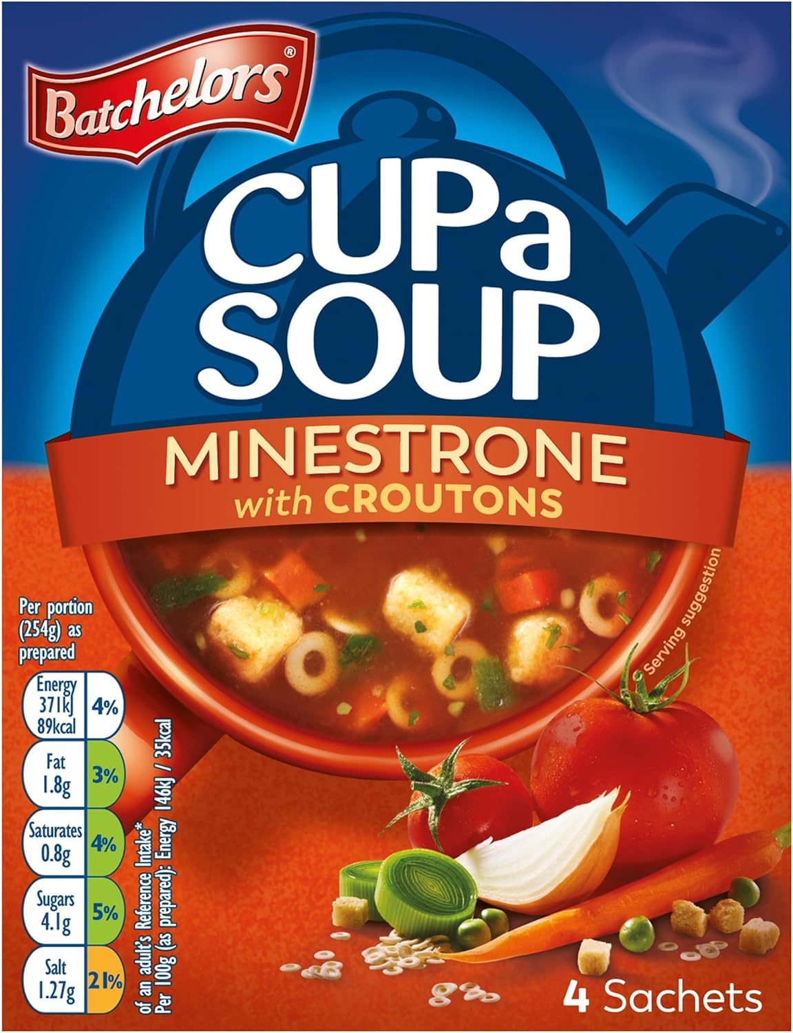 Batchelors Cup a Soup Minestrone with Croutons Instant Soup, 36 Servings (9 x 4 Sachets) 6