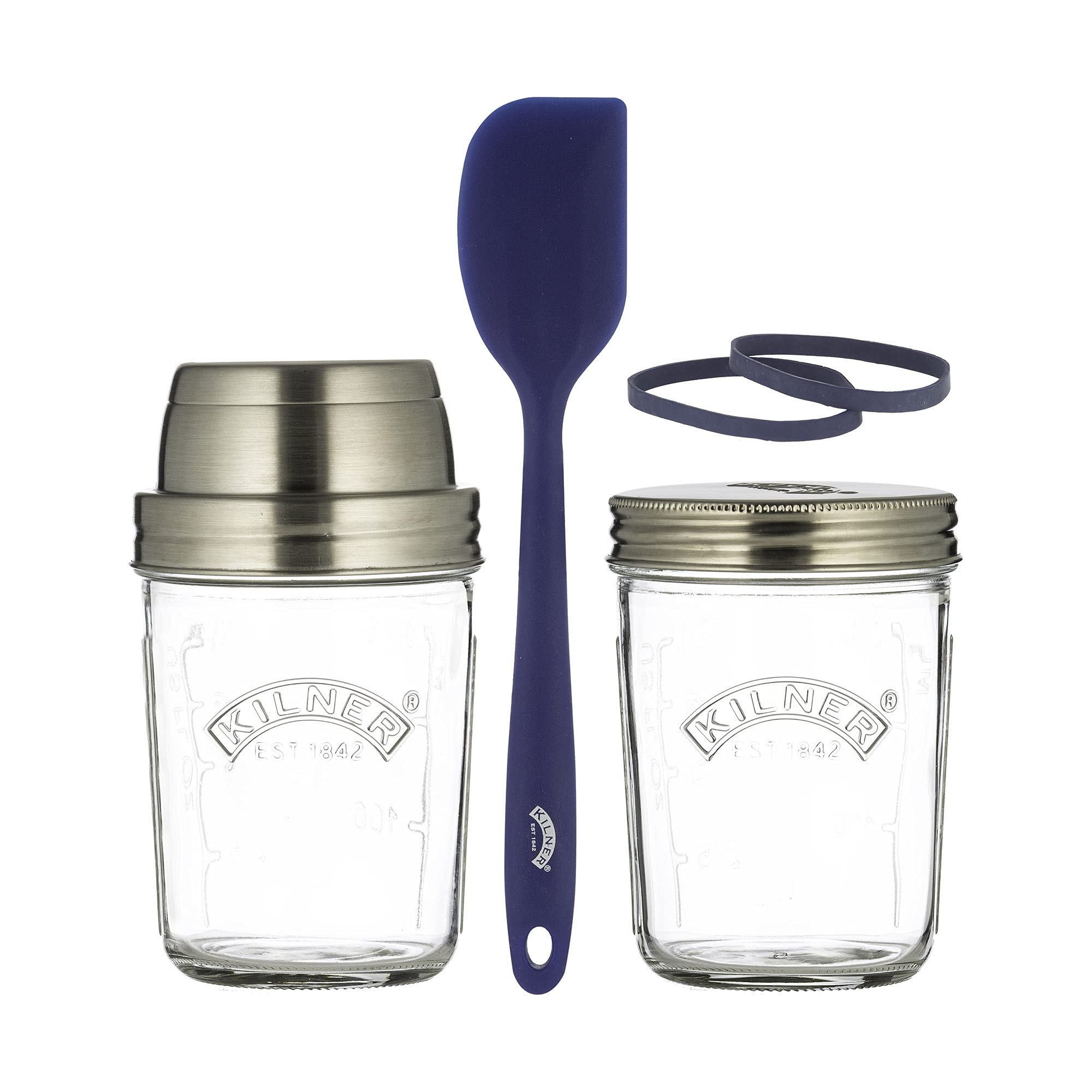 Kilner Sourdough Starter Set with 2 Glass Jars, Measuring Lid, Spatula, and Accessories 1