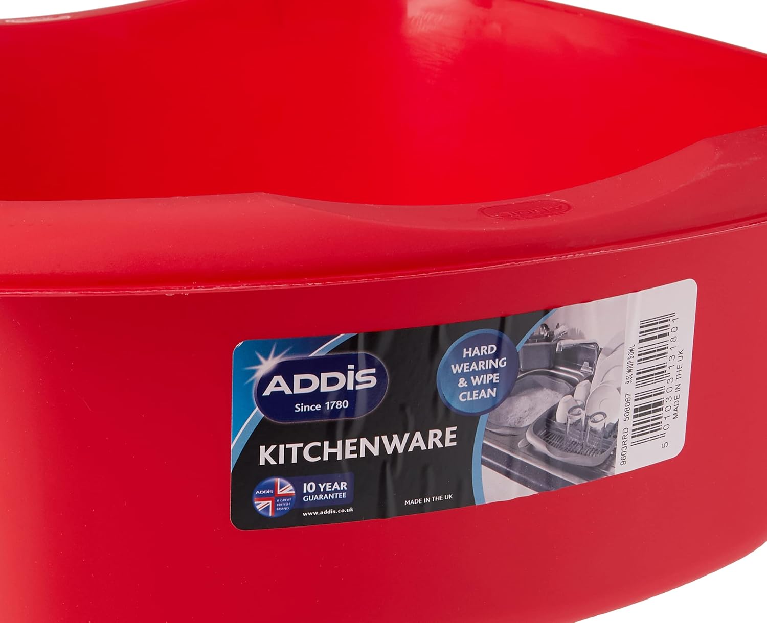 Addis Rectangular Washing Up Bowl, Roasted Red, 9.5 Litre 5