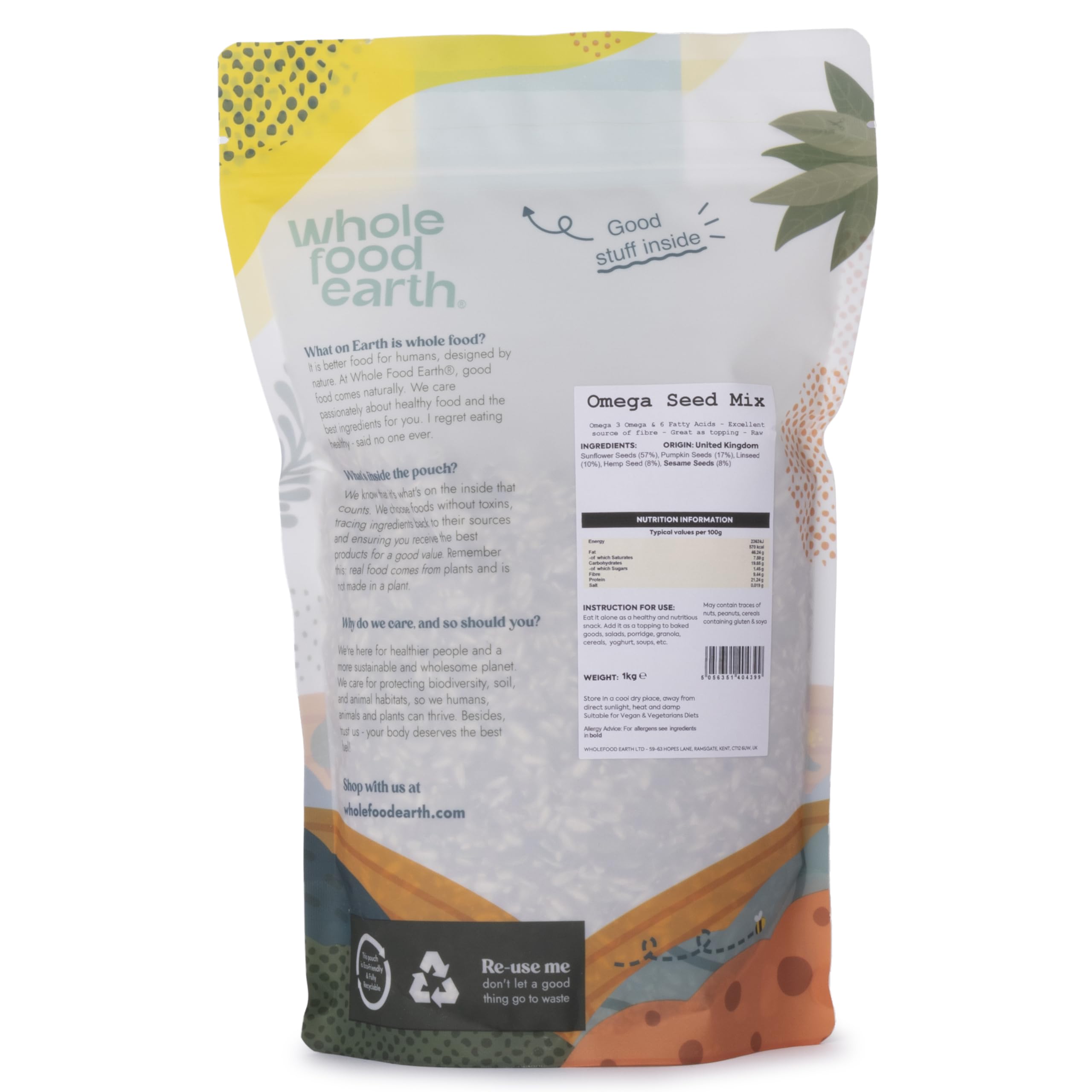 Wholefood Earth Omega Seed Mix - Protein & Fibre Rich Blend | 1kg